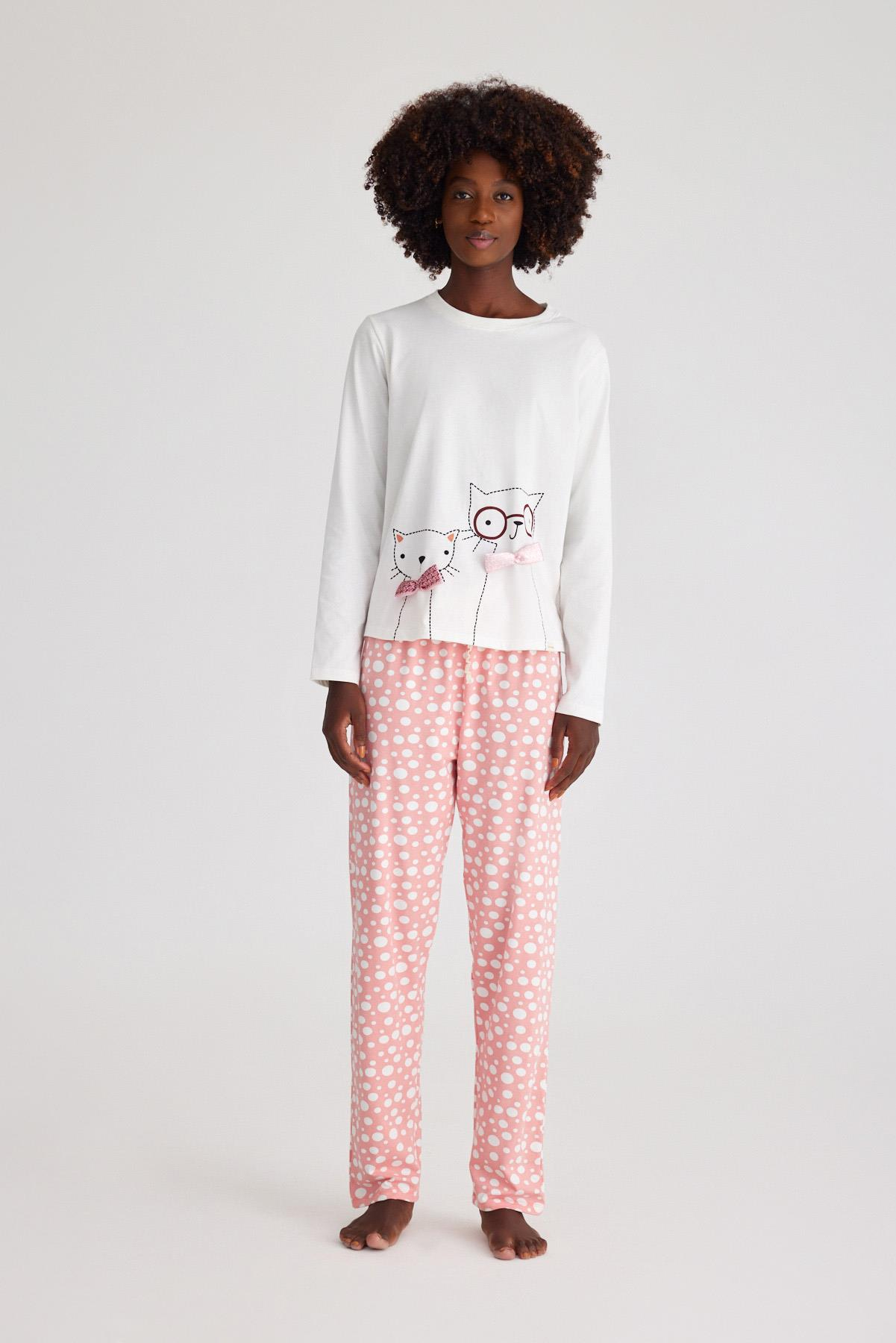 Infınıty Dots Kadın Pijama Takım Gül Pembe