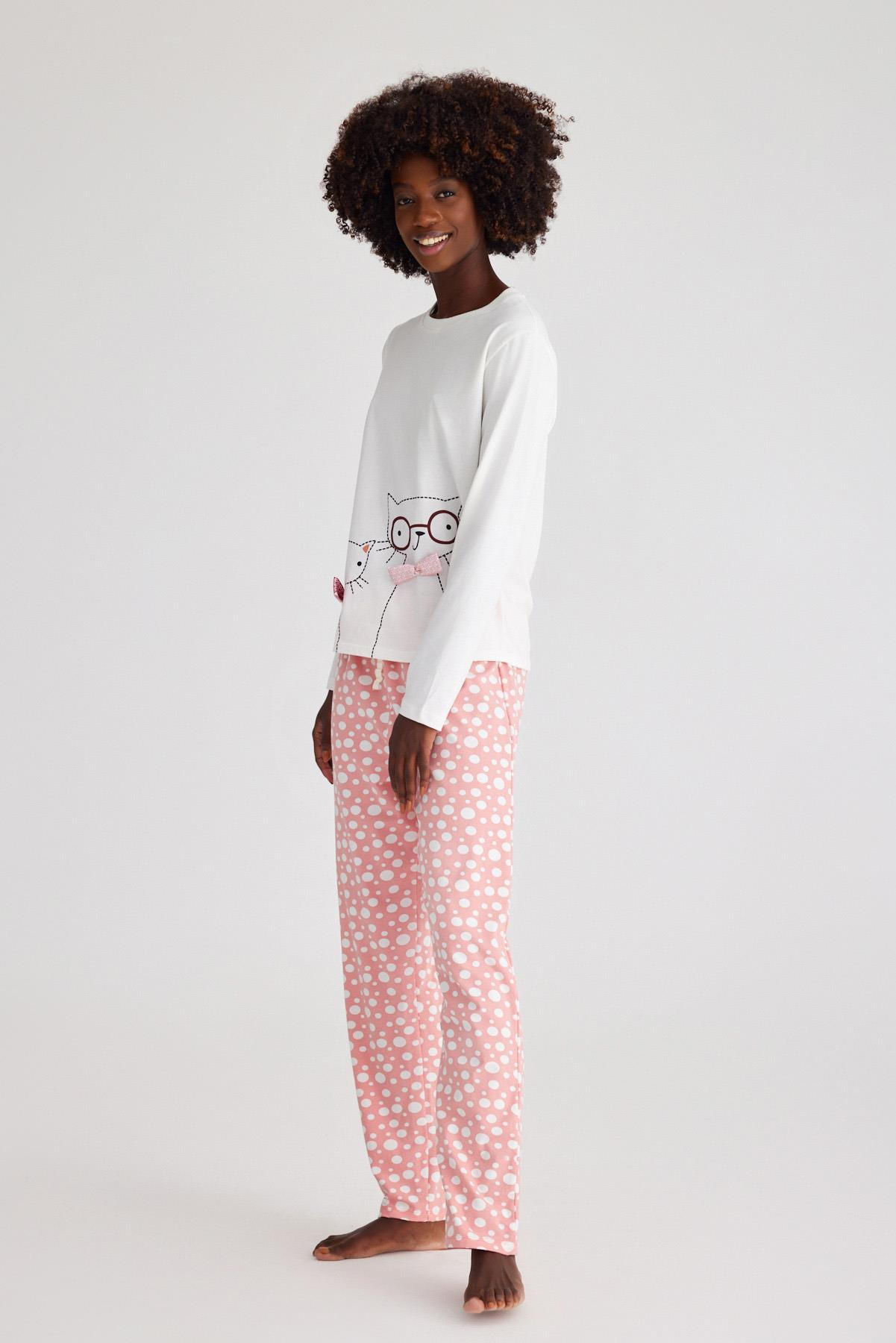 Infınıty Dots Kadın Pijama Takım Gül Pembe
