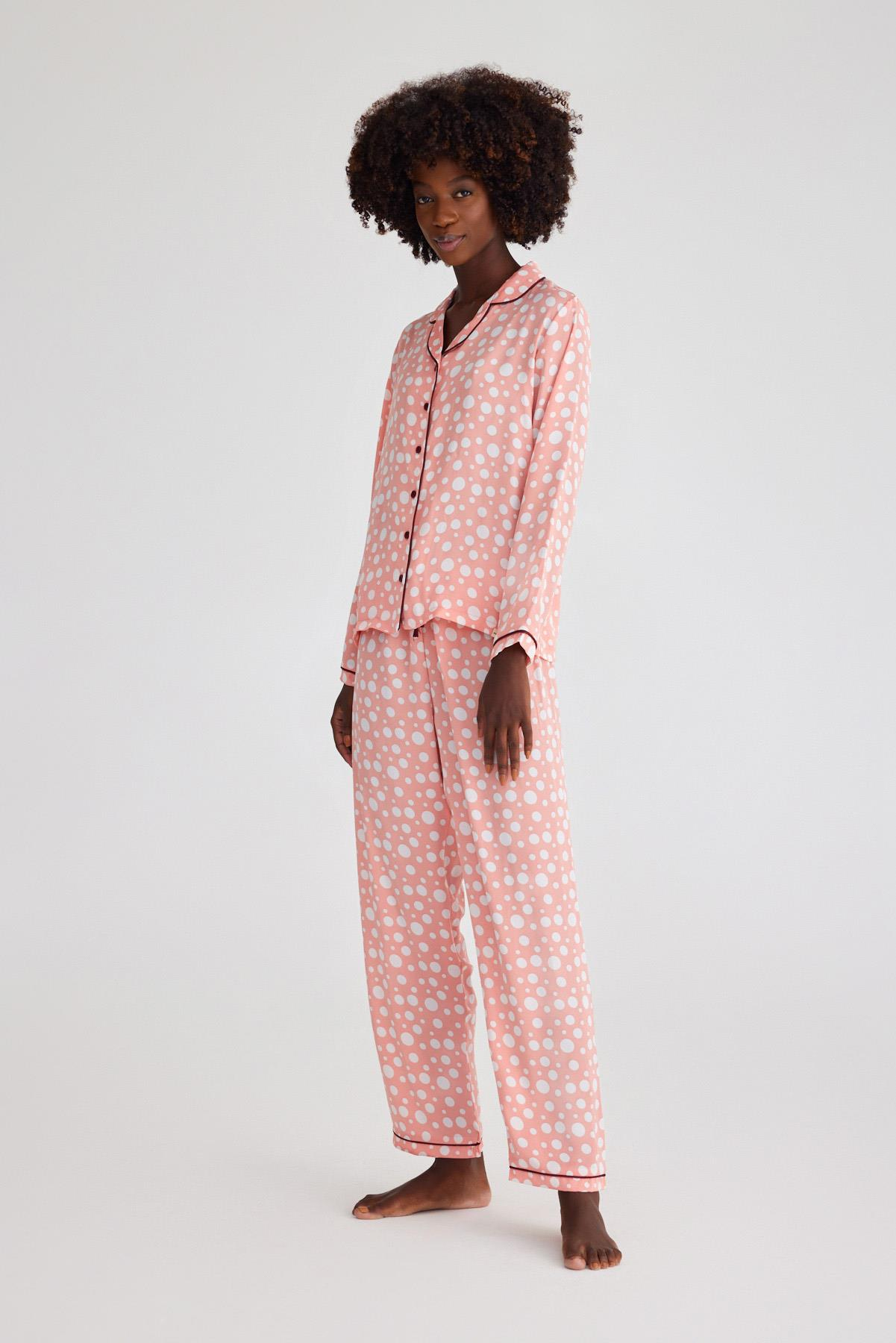 Infınıty Dots Kadın Saten Pijama Alt Gül Pembe