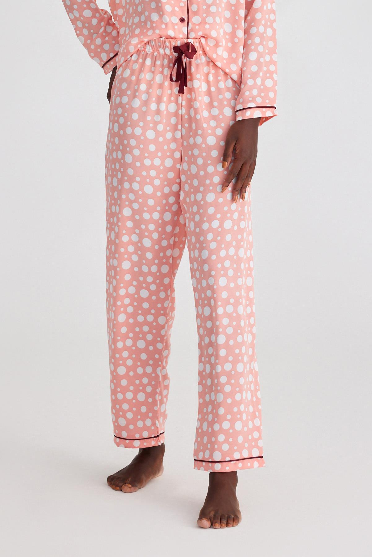 Infınıty Dots Kadın Saten Pijama Alt Gül Pembe