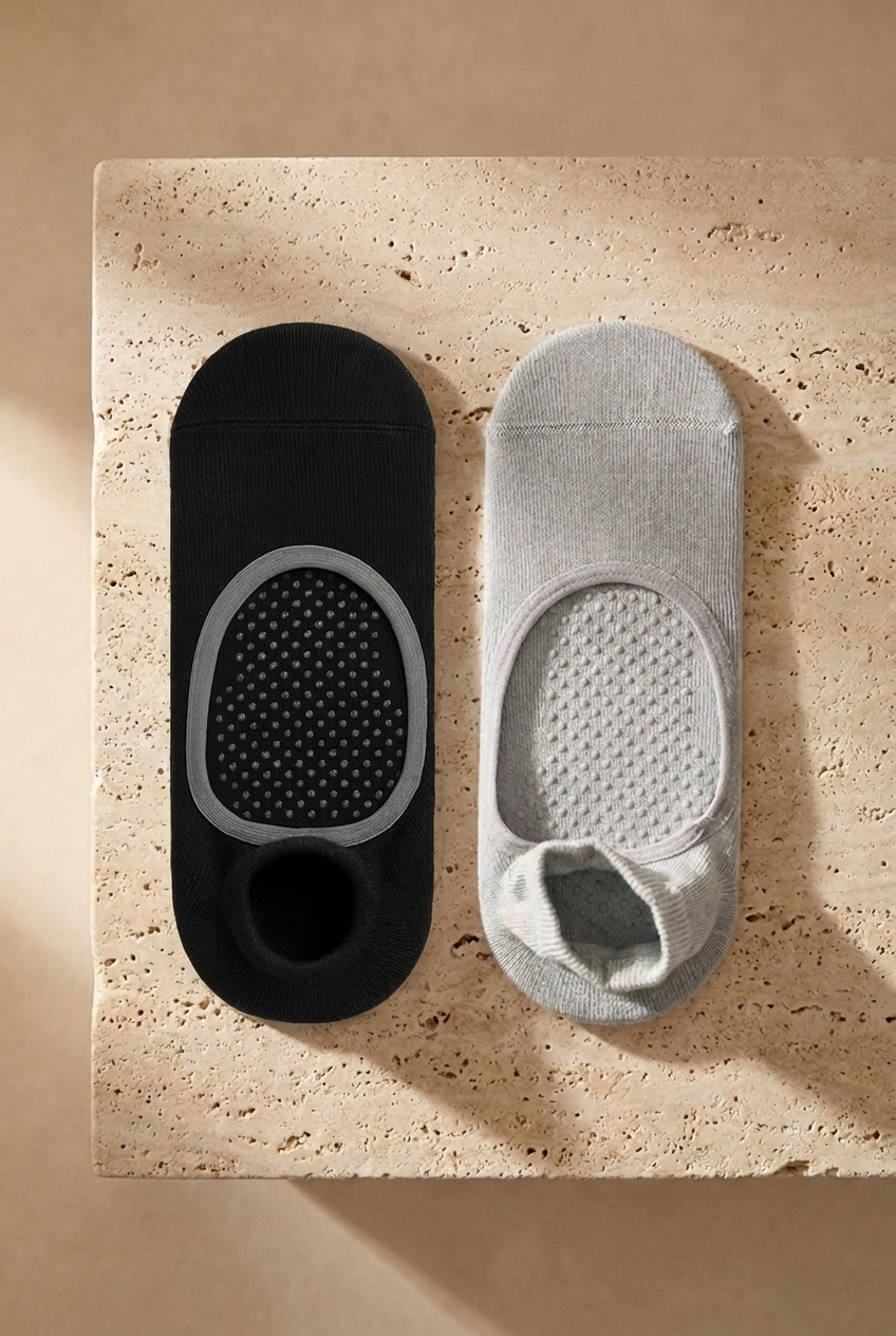 Women’s 2-Piece Asta Yoga / Pilates Step Socks Black / Gray Melange