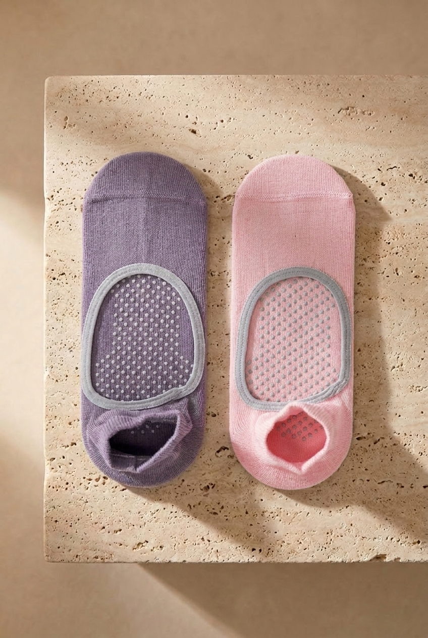 Women's 2-Piece Asta Yoga / Pilates Step Socks Light Pink / Dark Lilac