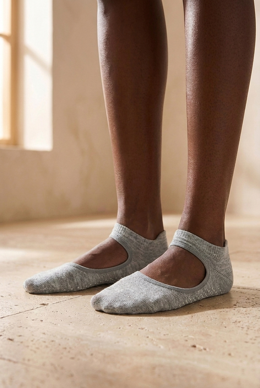 Women’s 2-Piece Asta Yoga / Pilates Step Socks Black / Gray Melange