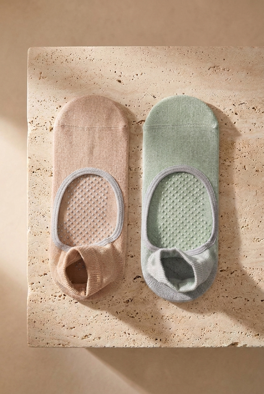 Women's 2-Piece Asta Yoga / Pilates Step Socks Beige / Light Green