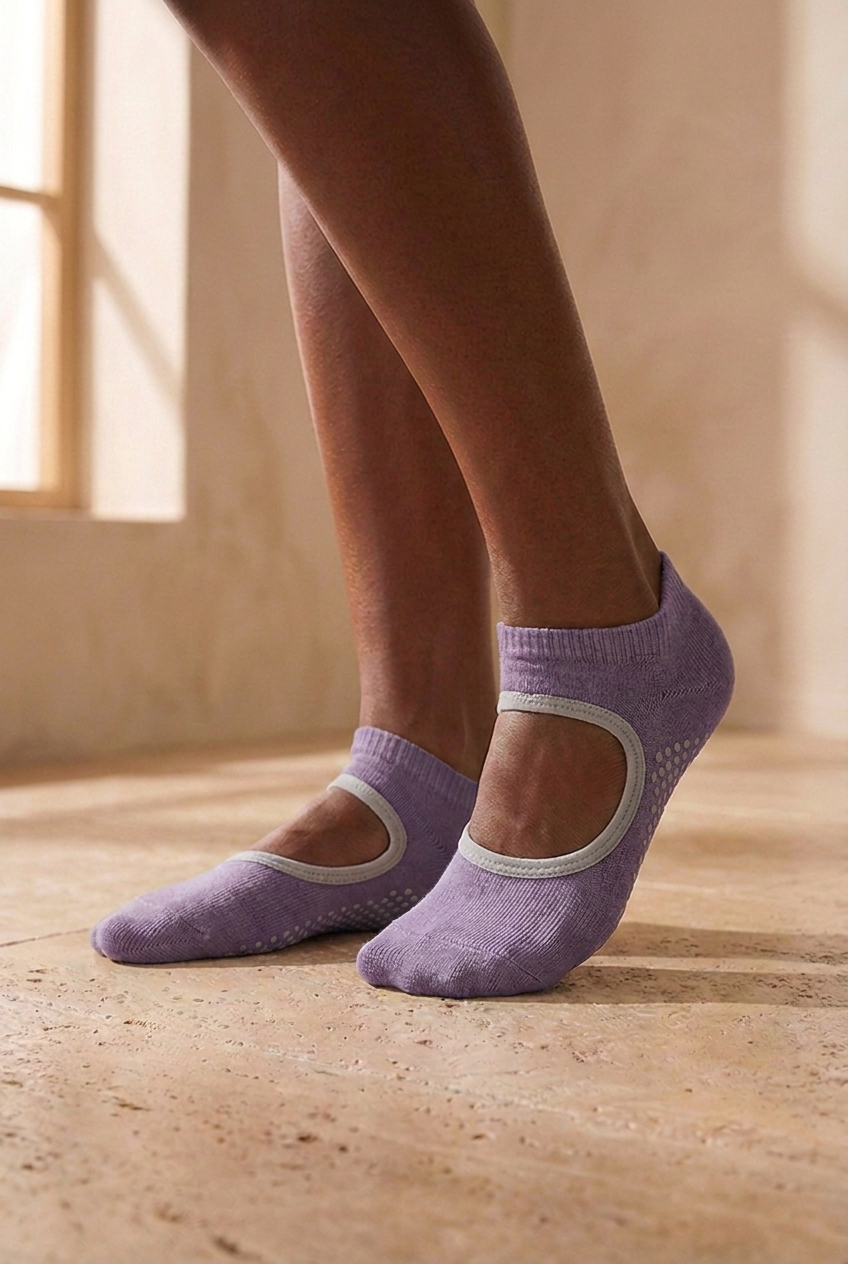 Women's 2-Piece Asta Yoga / Pilates Step Socks Light Pink / Dark Lilac