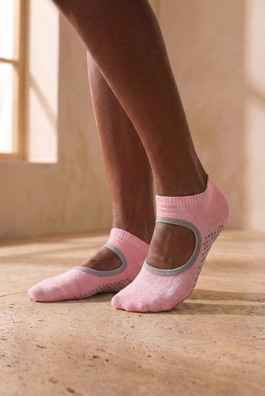Women’s 2-Piece Asta Yoga / Pilates Step Socks Light Green / Pink