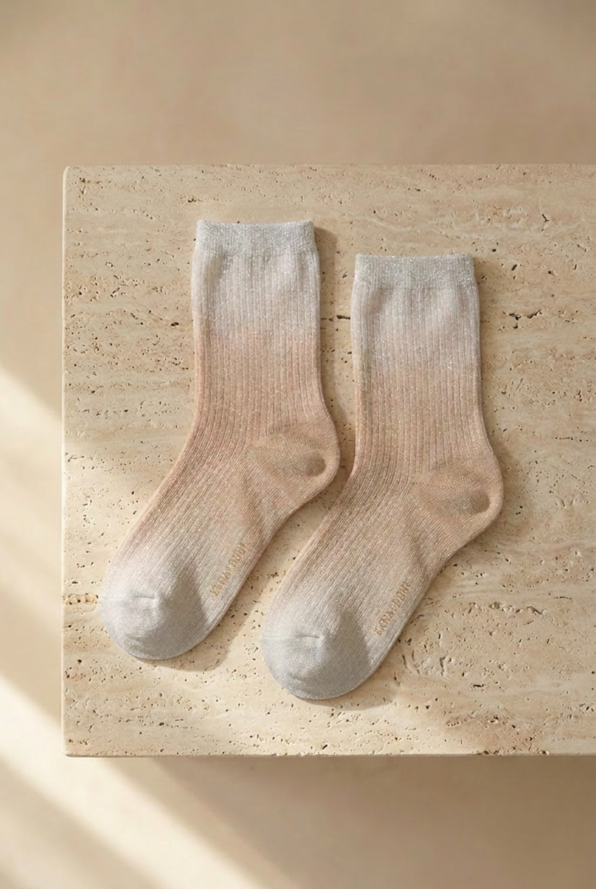 Kadın 2'li Paket Parlak Simli Soket Çorap