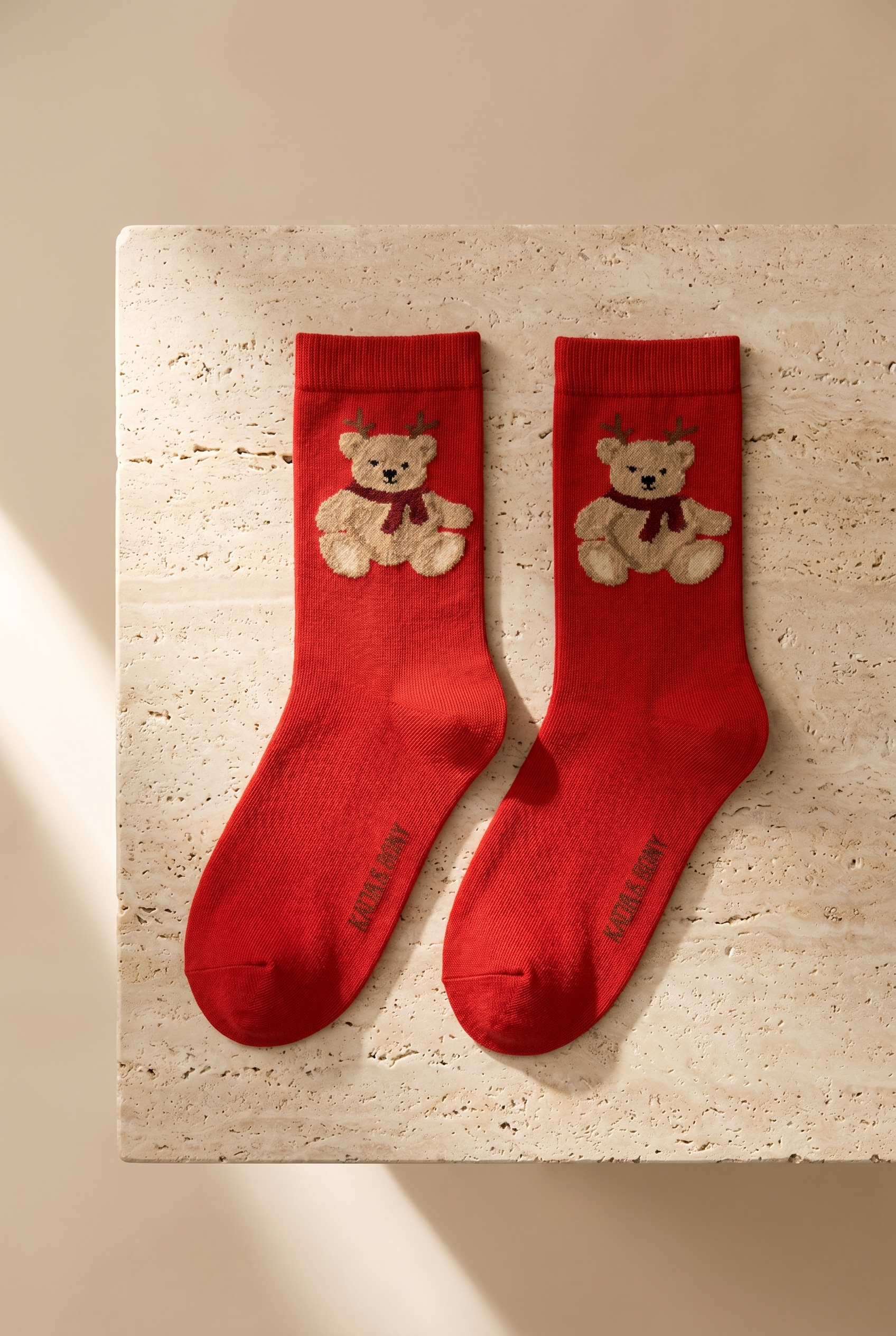Kadın 2'li Teddy Desenli Yılbaşı Temalı Soket Çorap