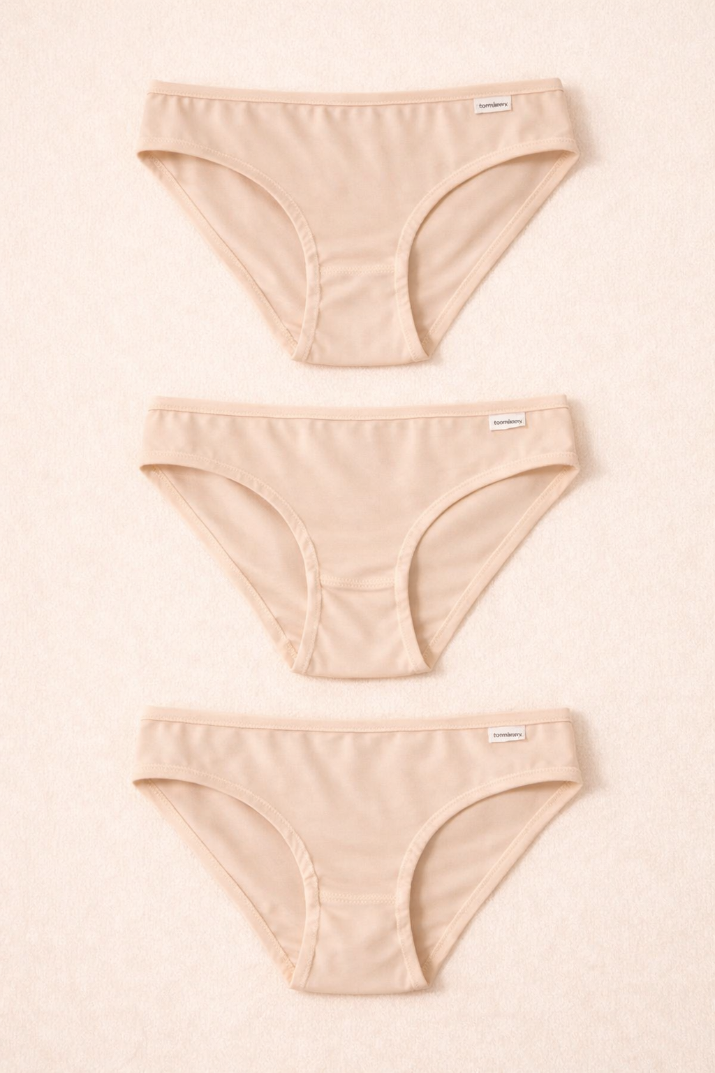 Kadın 3'lü Basic Slip Külot Ten