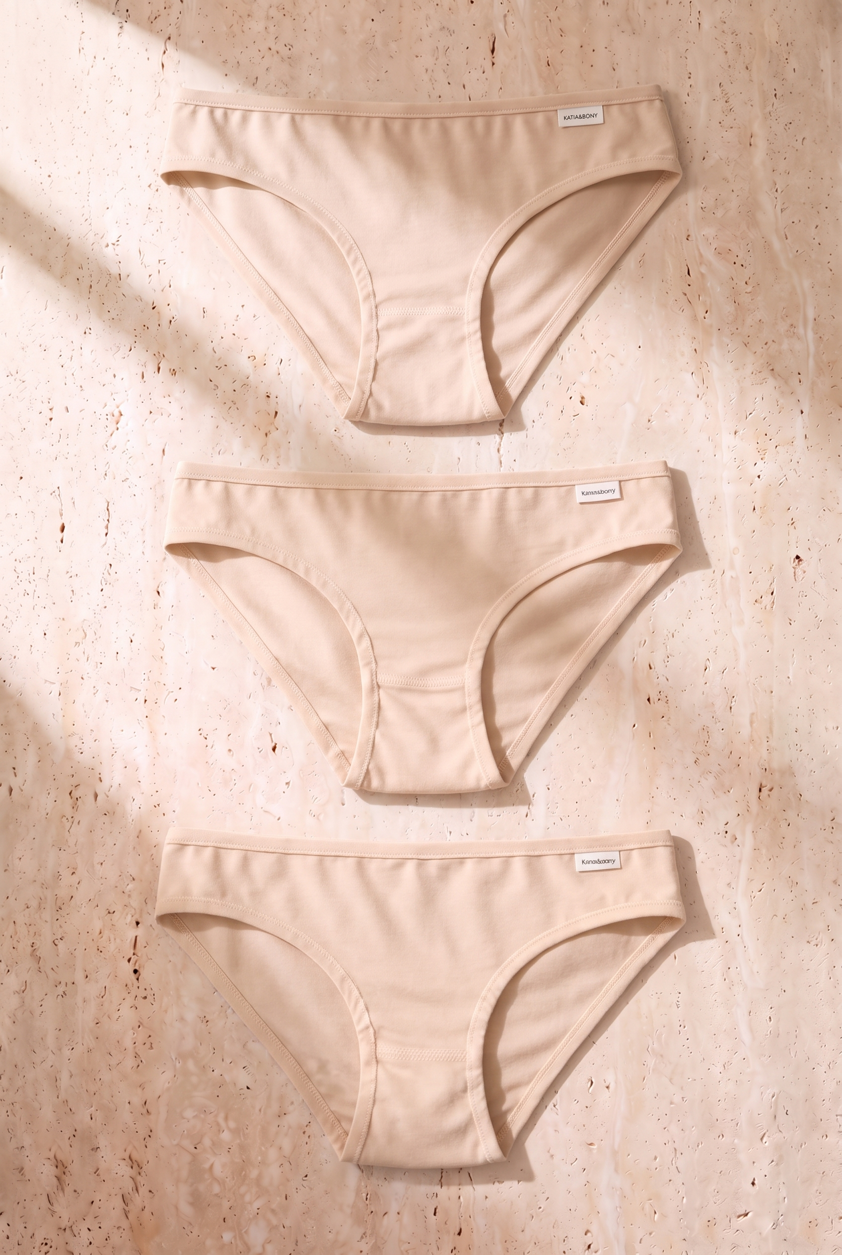 Kadın 3'lü Basic Slip Külot Ten