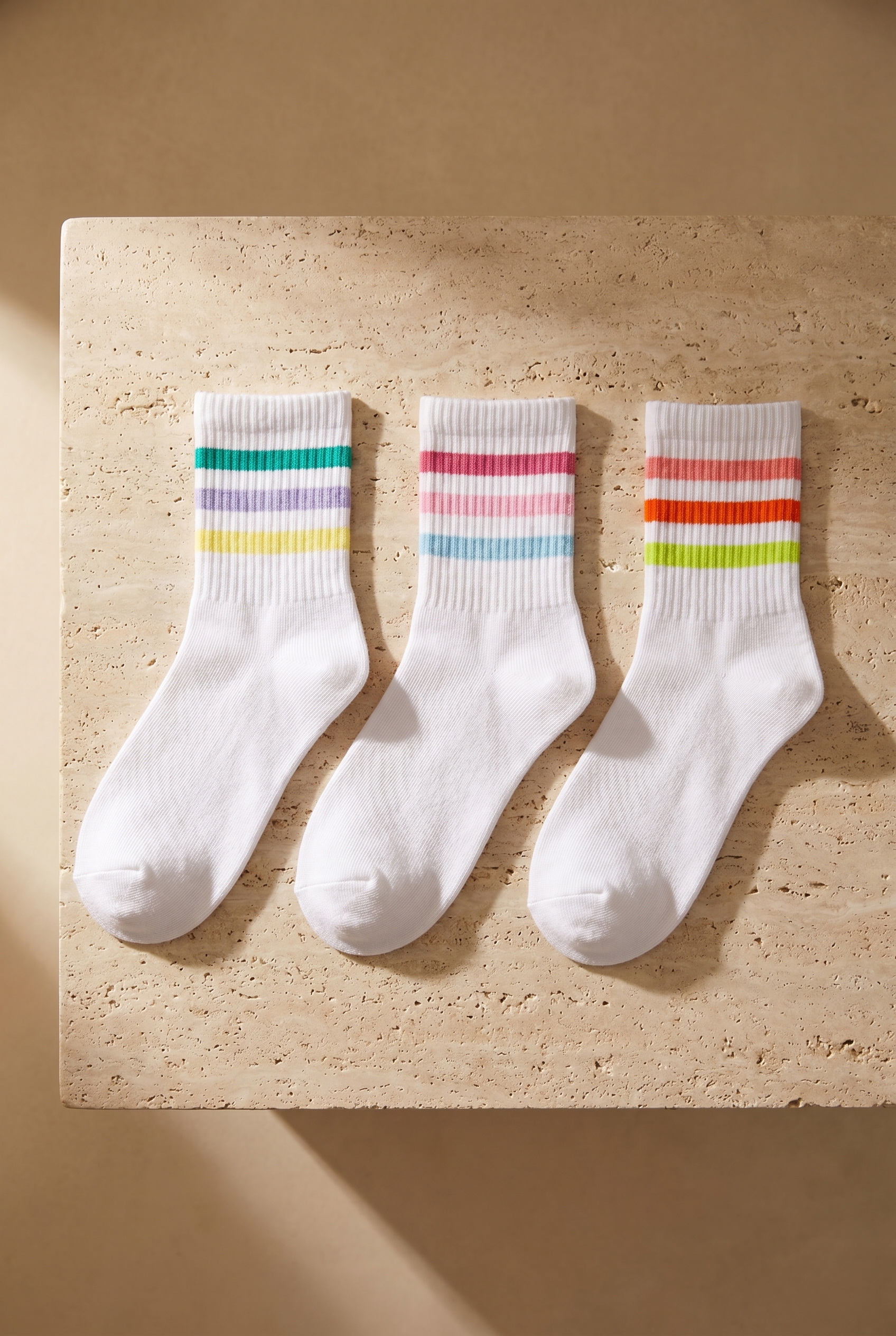 Women's 3-Piece Striped Colorful Sock Socks