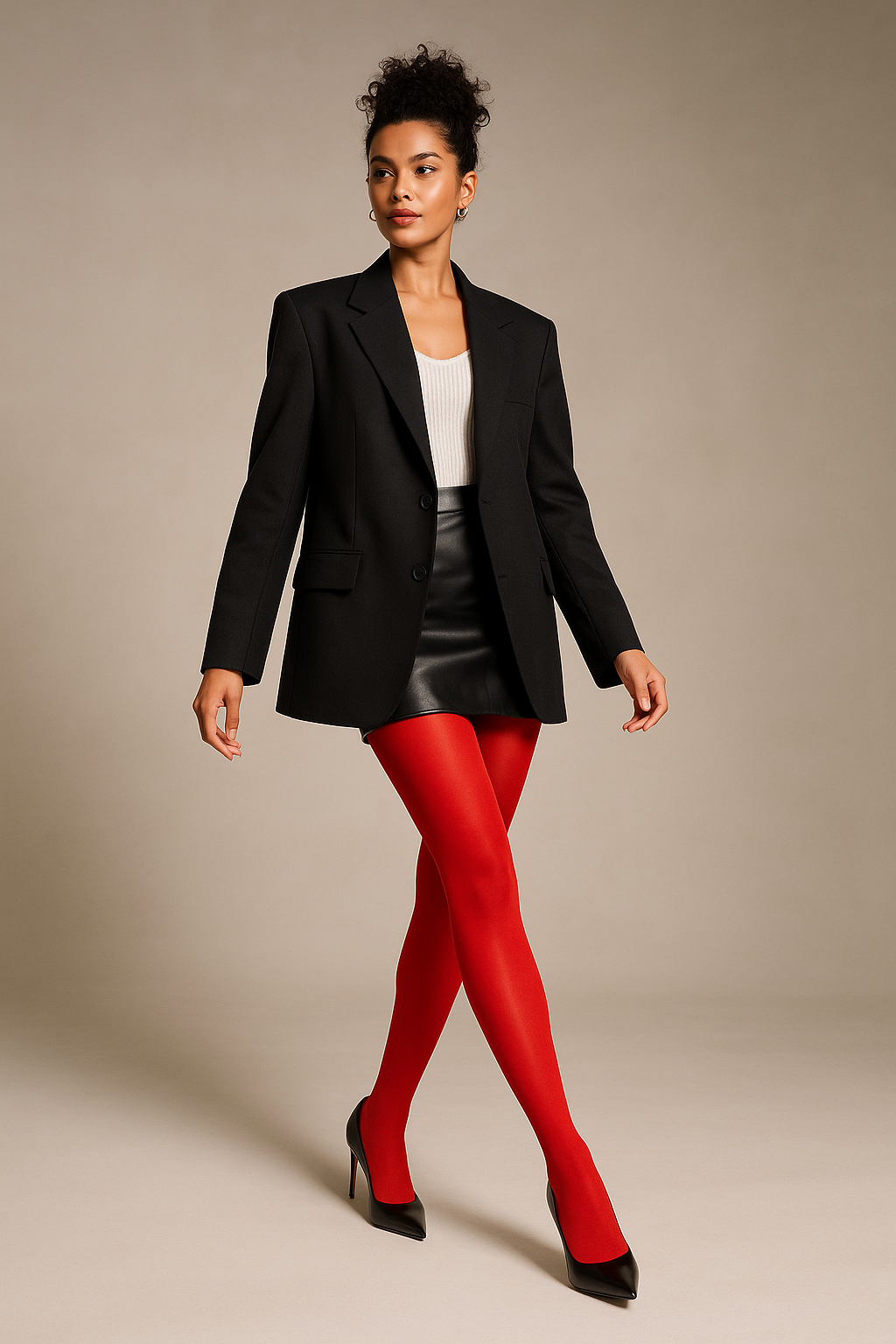 Women's 40 Denier Red Tights