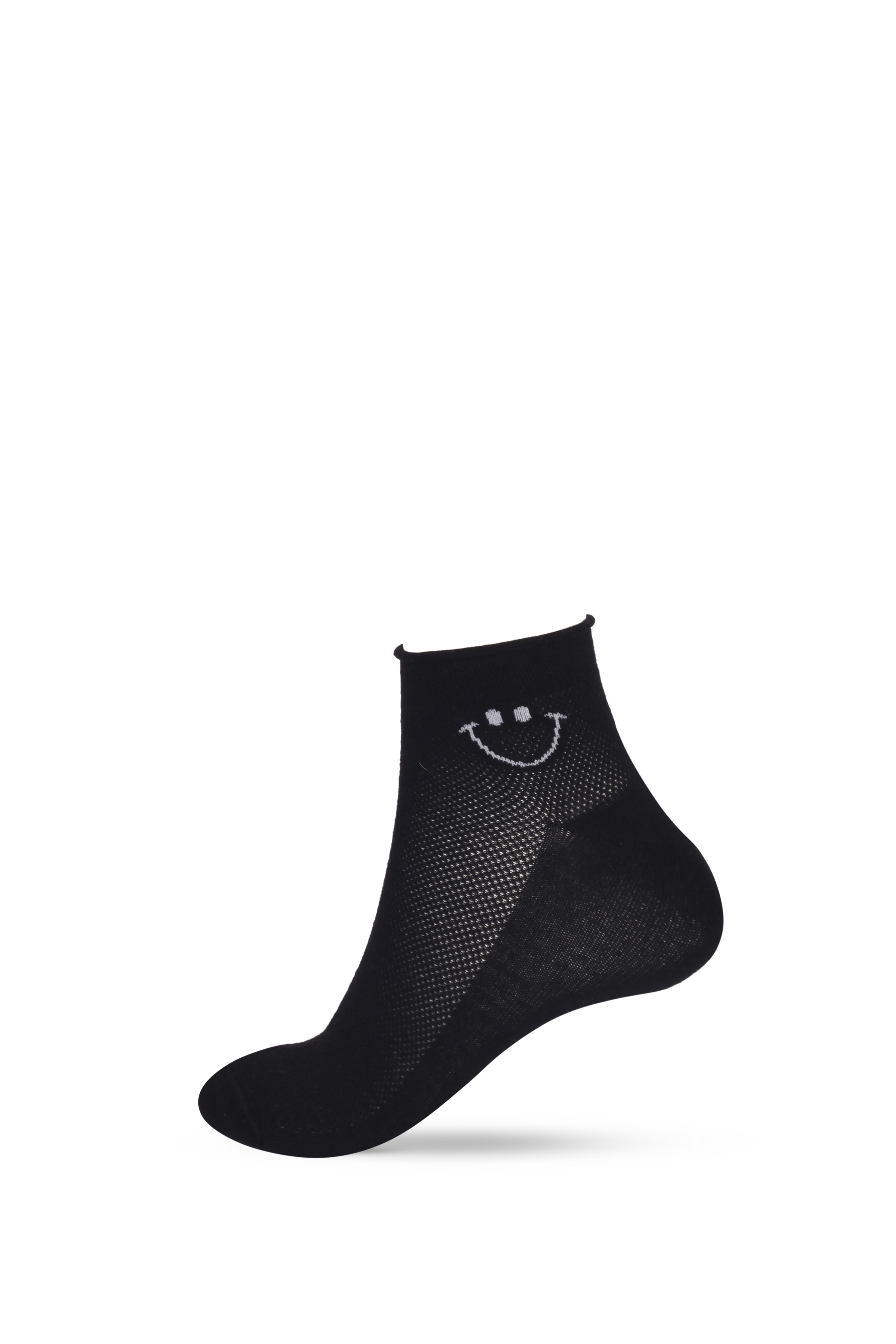 Kadın 5'li Gülen Surak Baskılı Soket Çorap