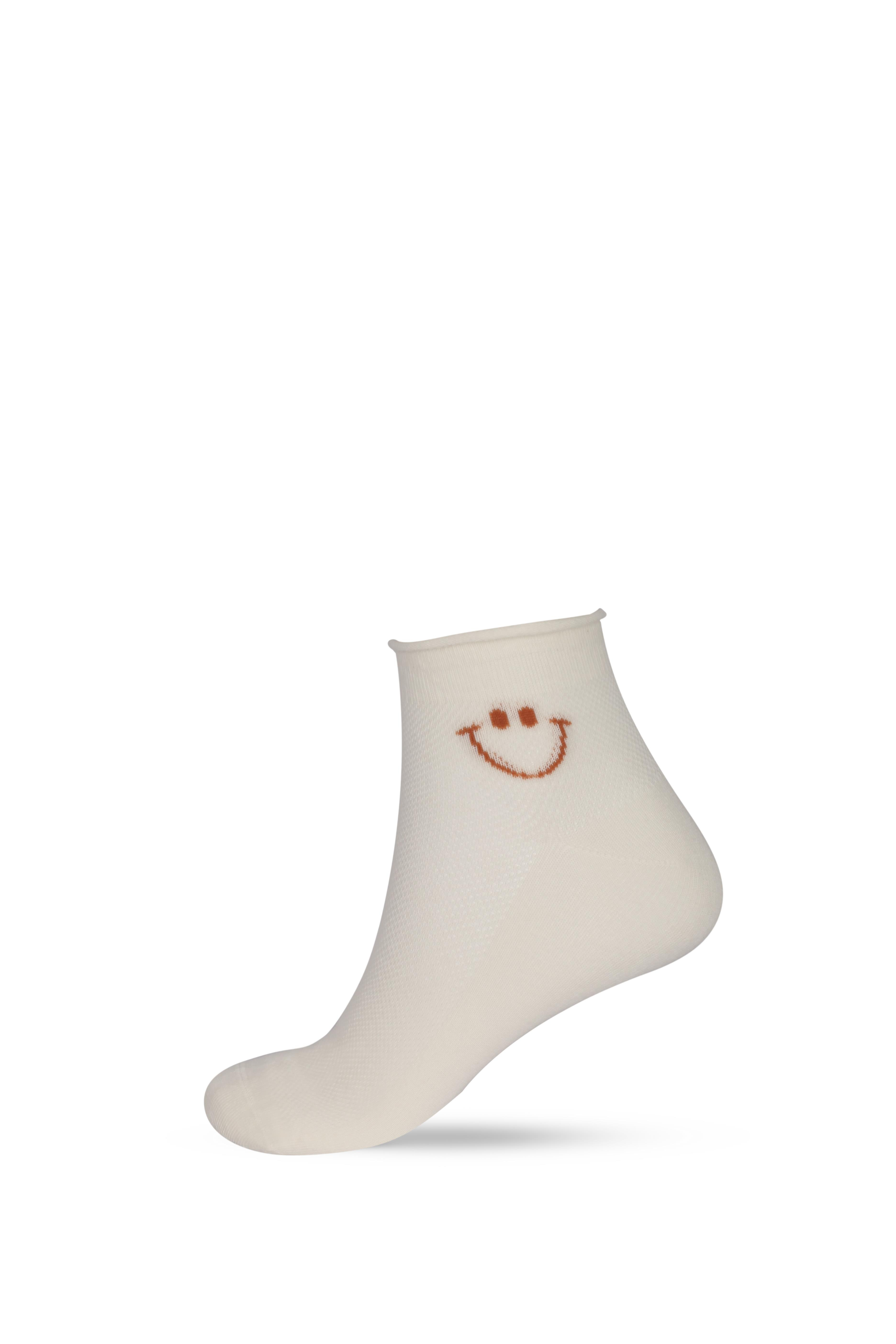 Kadın 5'li Gülen Surak Baskılı Soket Çorap