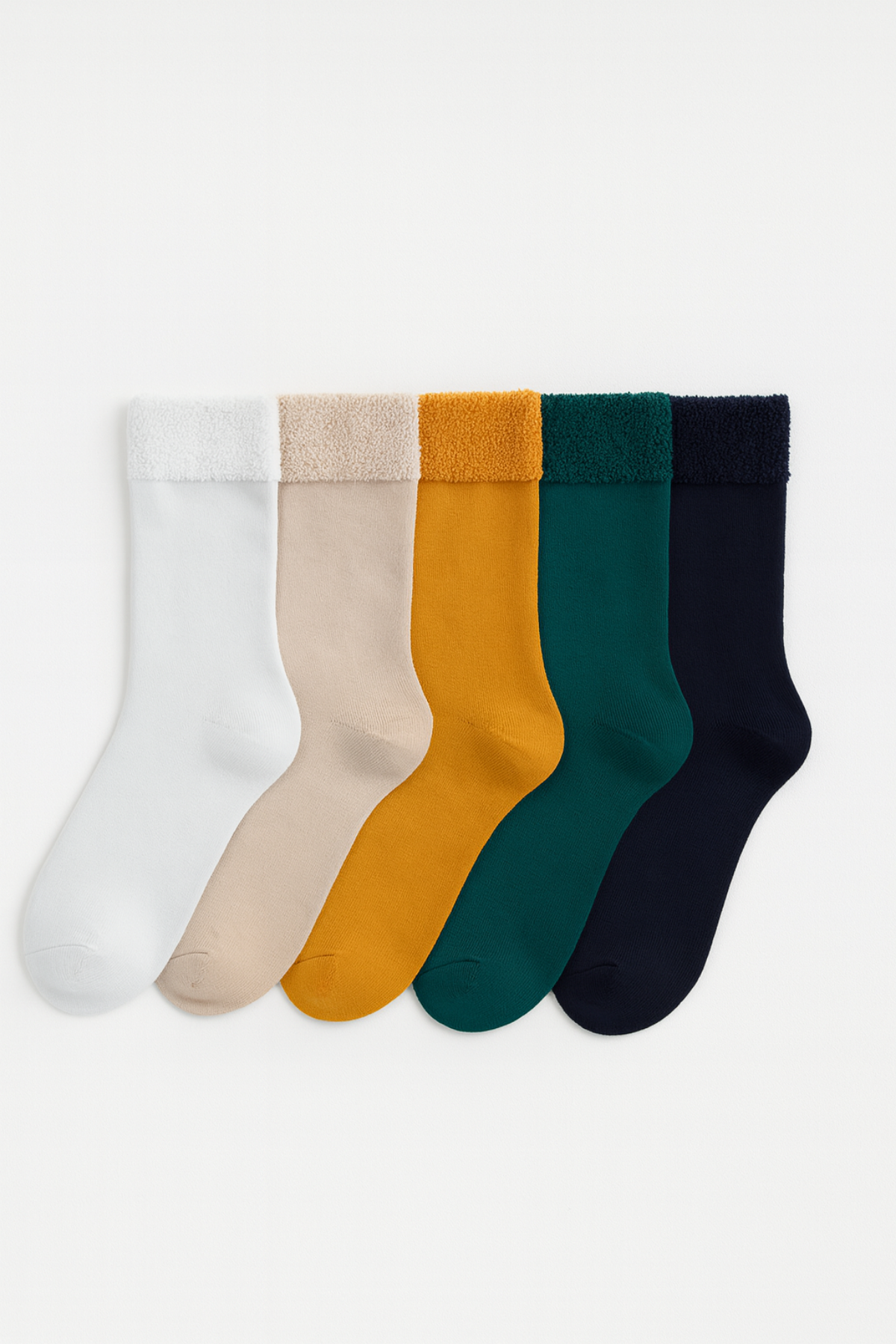 Kadın 5'li Havlu Soket Çorap Hardal mix