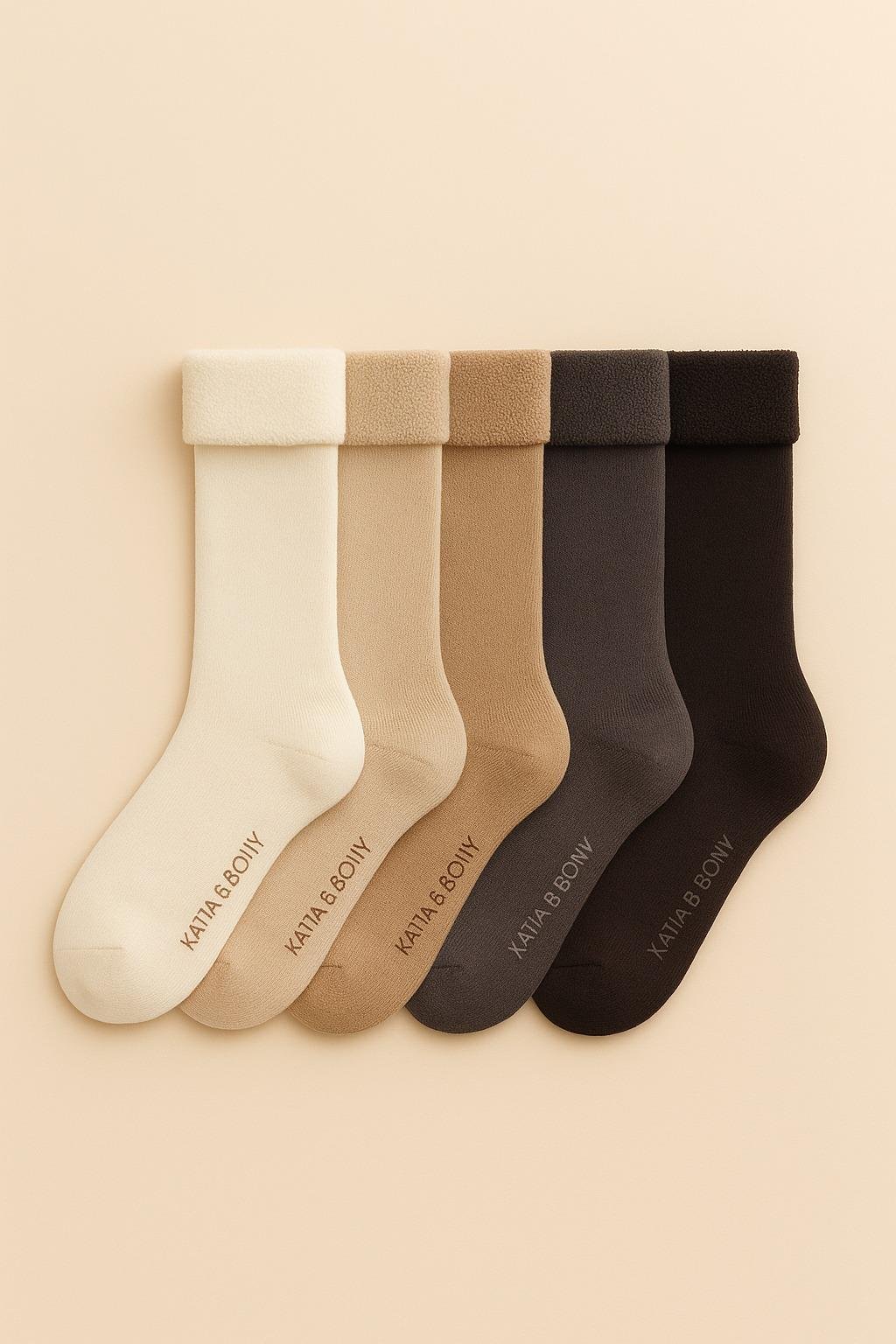 Kadın 5'li Paket İçi Havlu Soket Çorap Kahverengi Mix