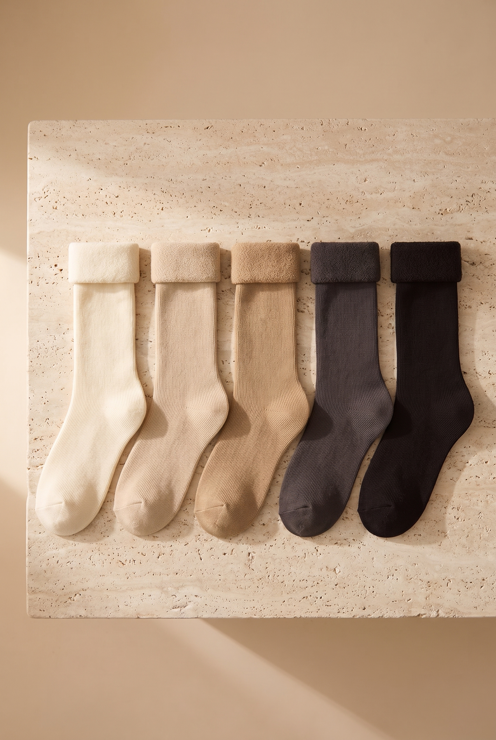 Kadın 5'li Paket İçi Havlu Soket Çorap Kahverengi Mix
