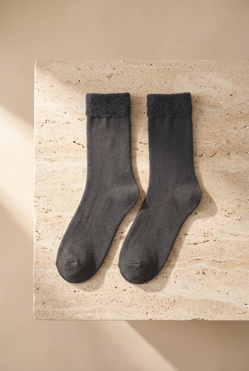 Women's Anthracite Colored Towel Socket Socks