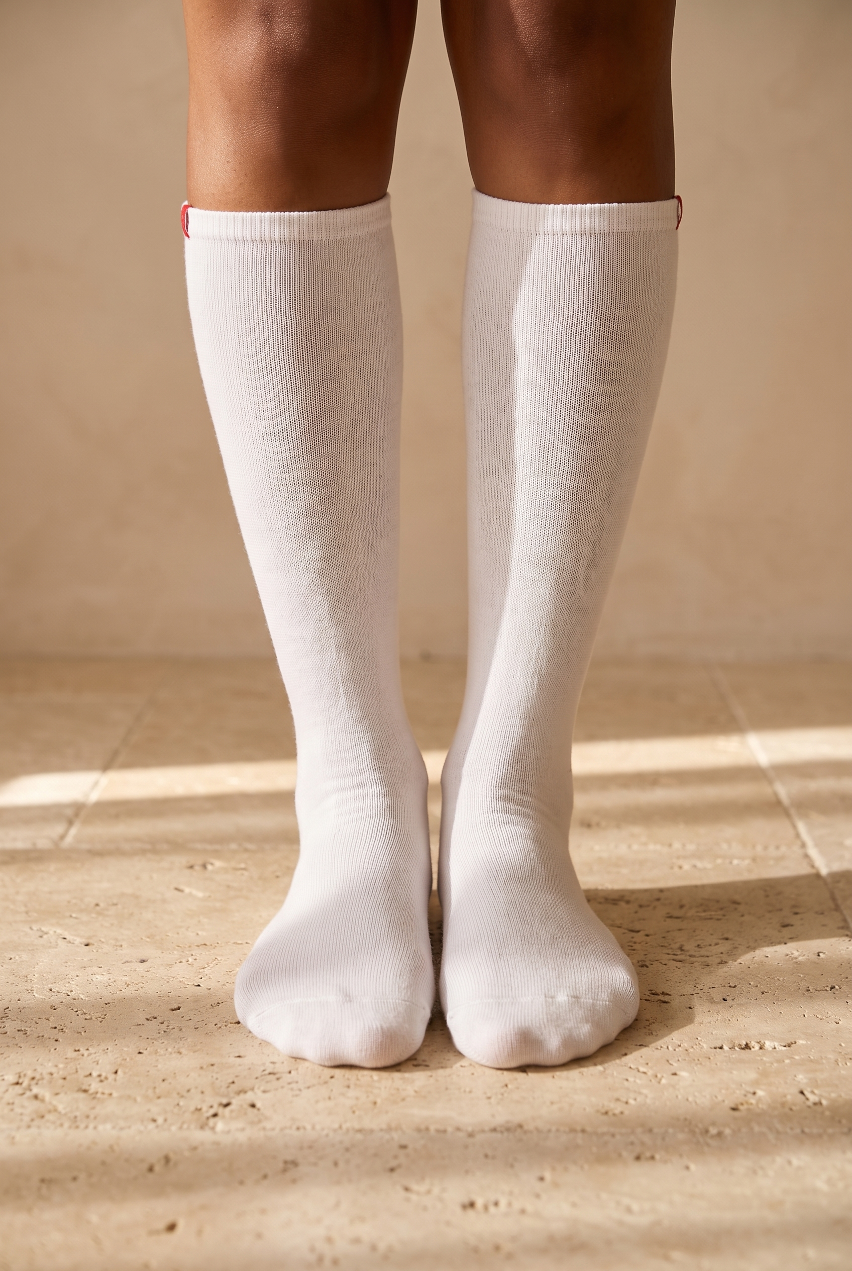 Women's White Colored Famliy Basic Knee-Length Socks