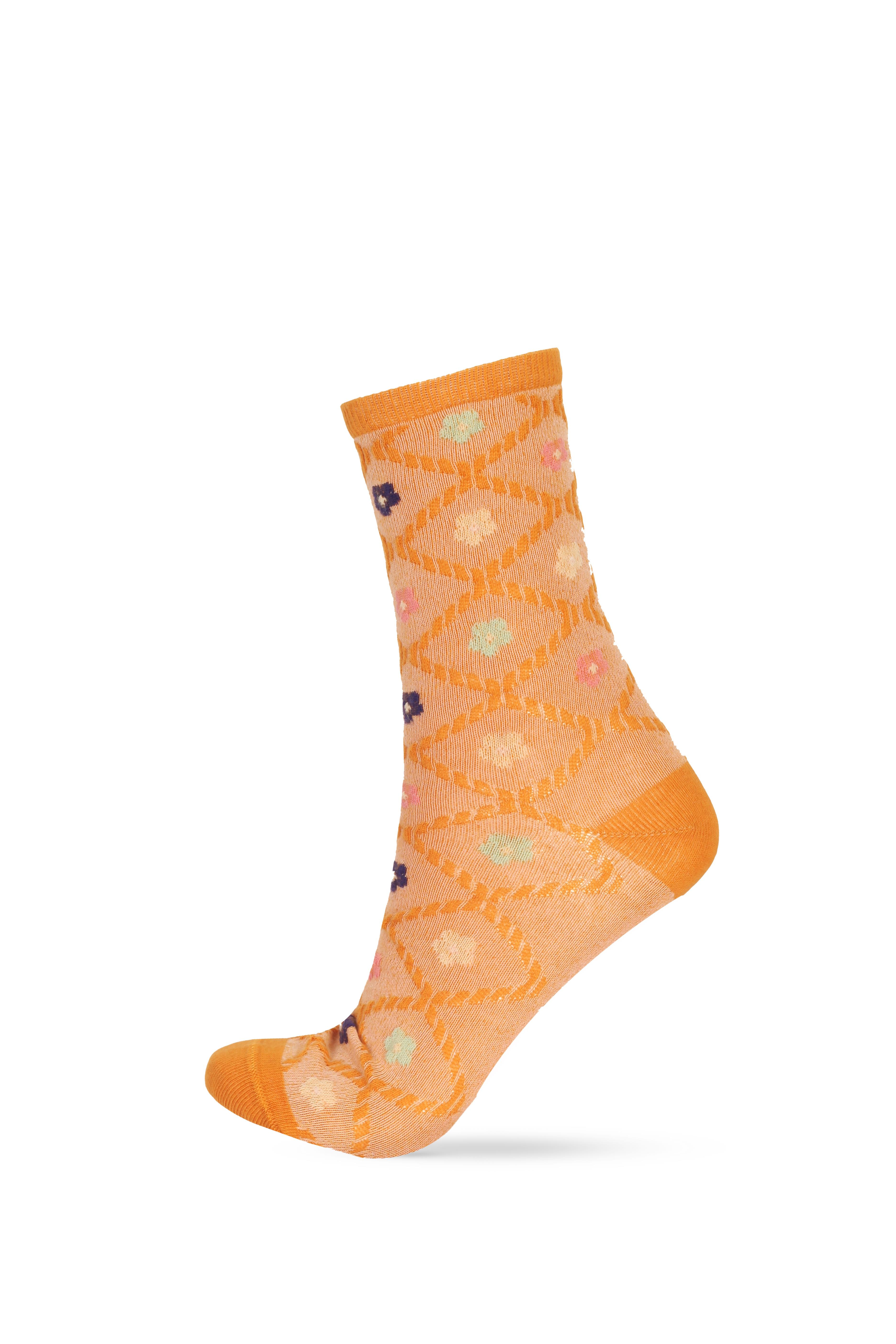 Kadın Çiçek Desenli 5'li Soket Çorap