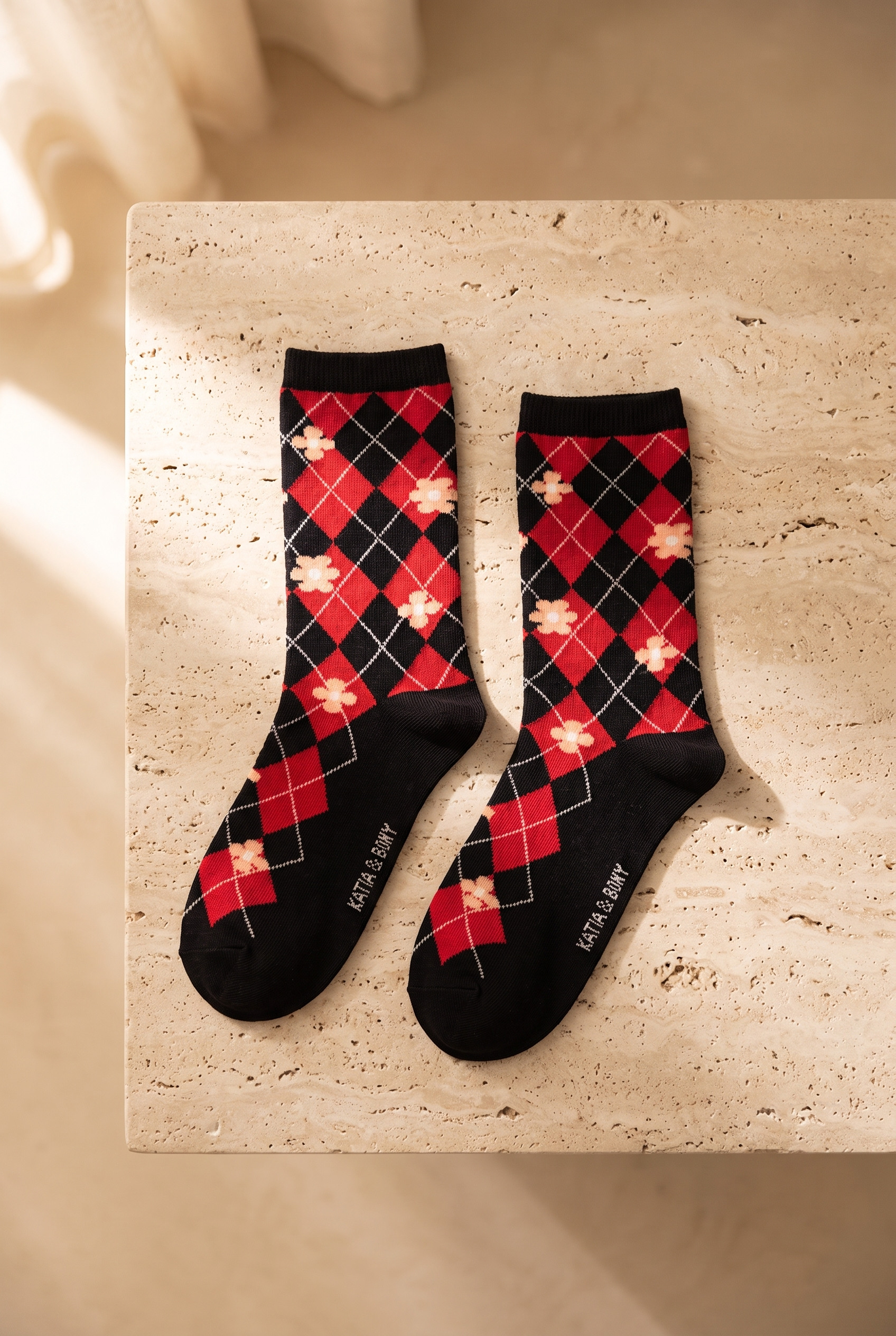 Plaıd Floral Women's Socks Socks Black