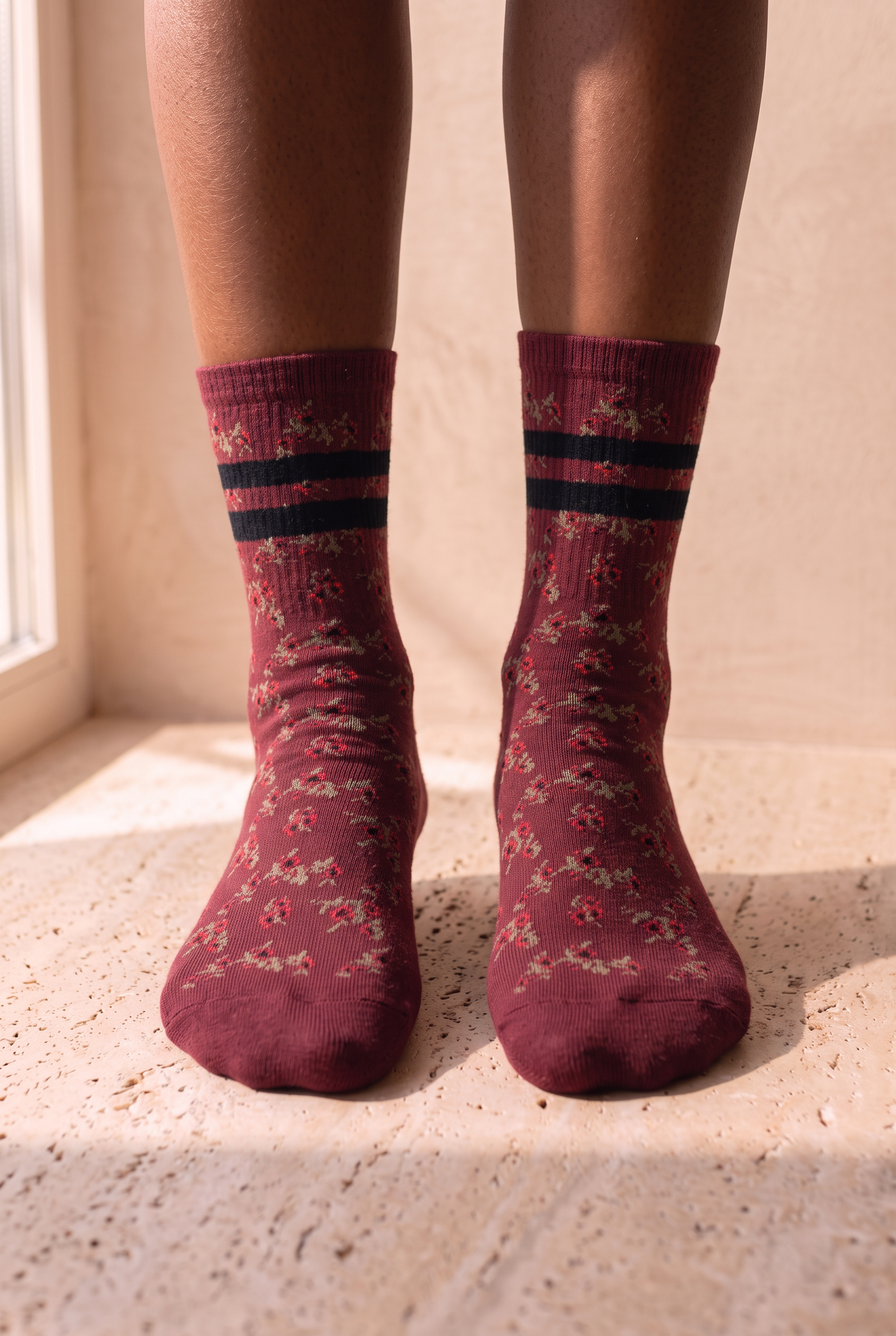 Floral Women's Socks Red