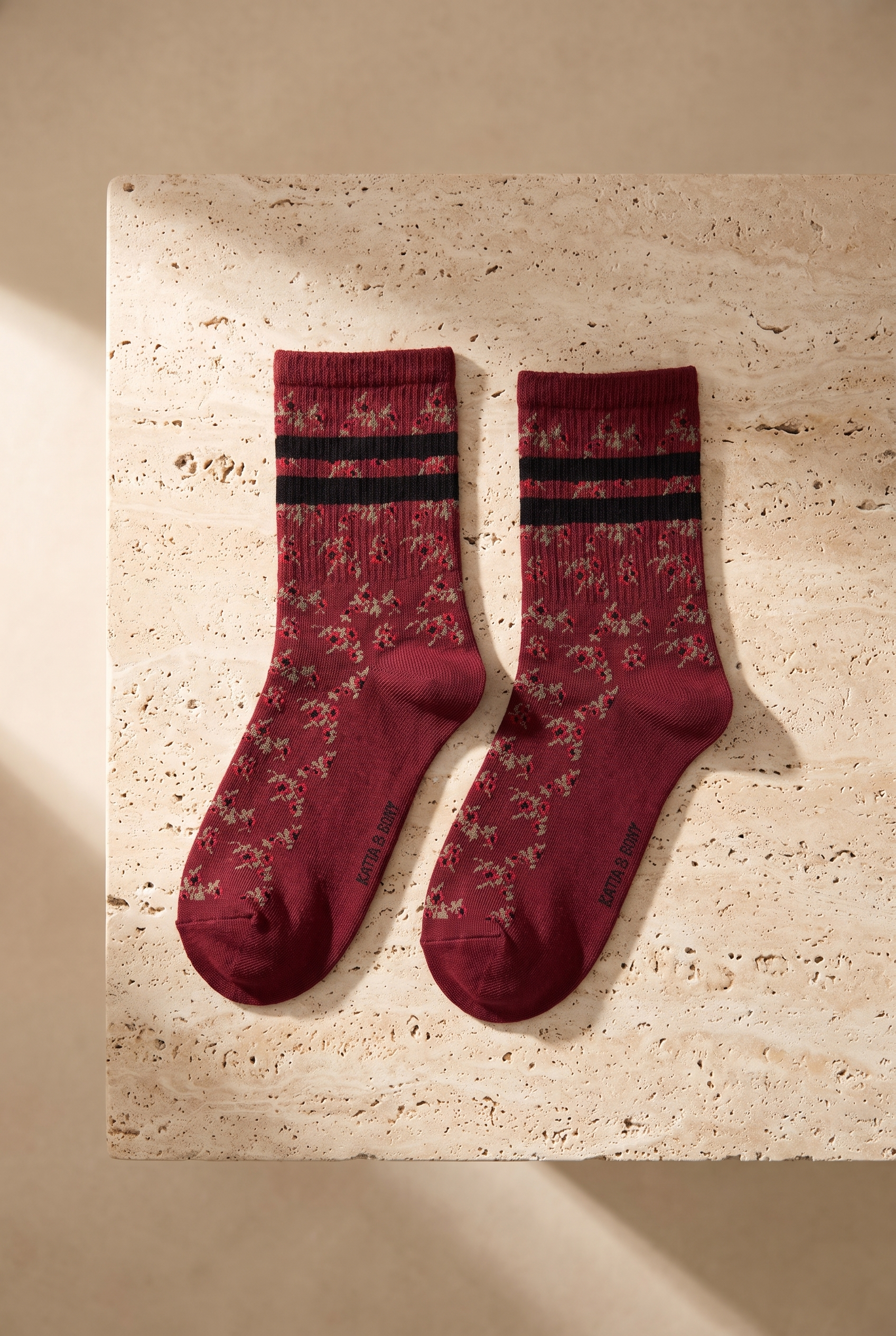 Floral Women's Socks Red