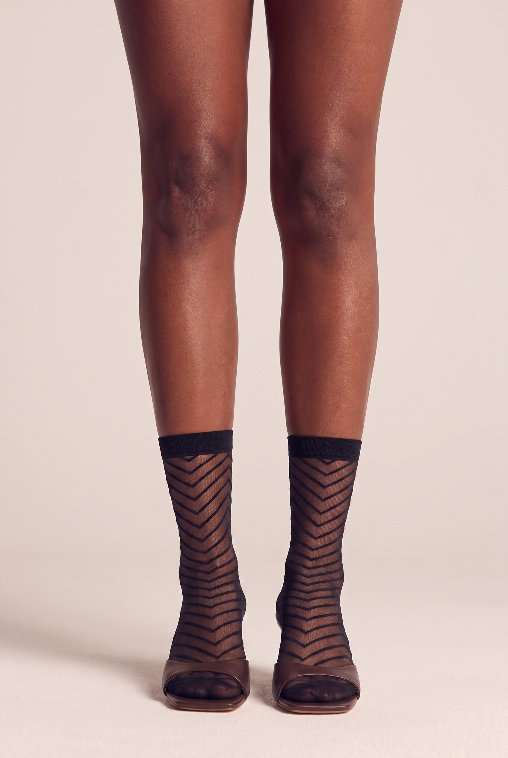 Women's Stripe Patterned Thin Socks Navy Blue