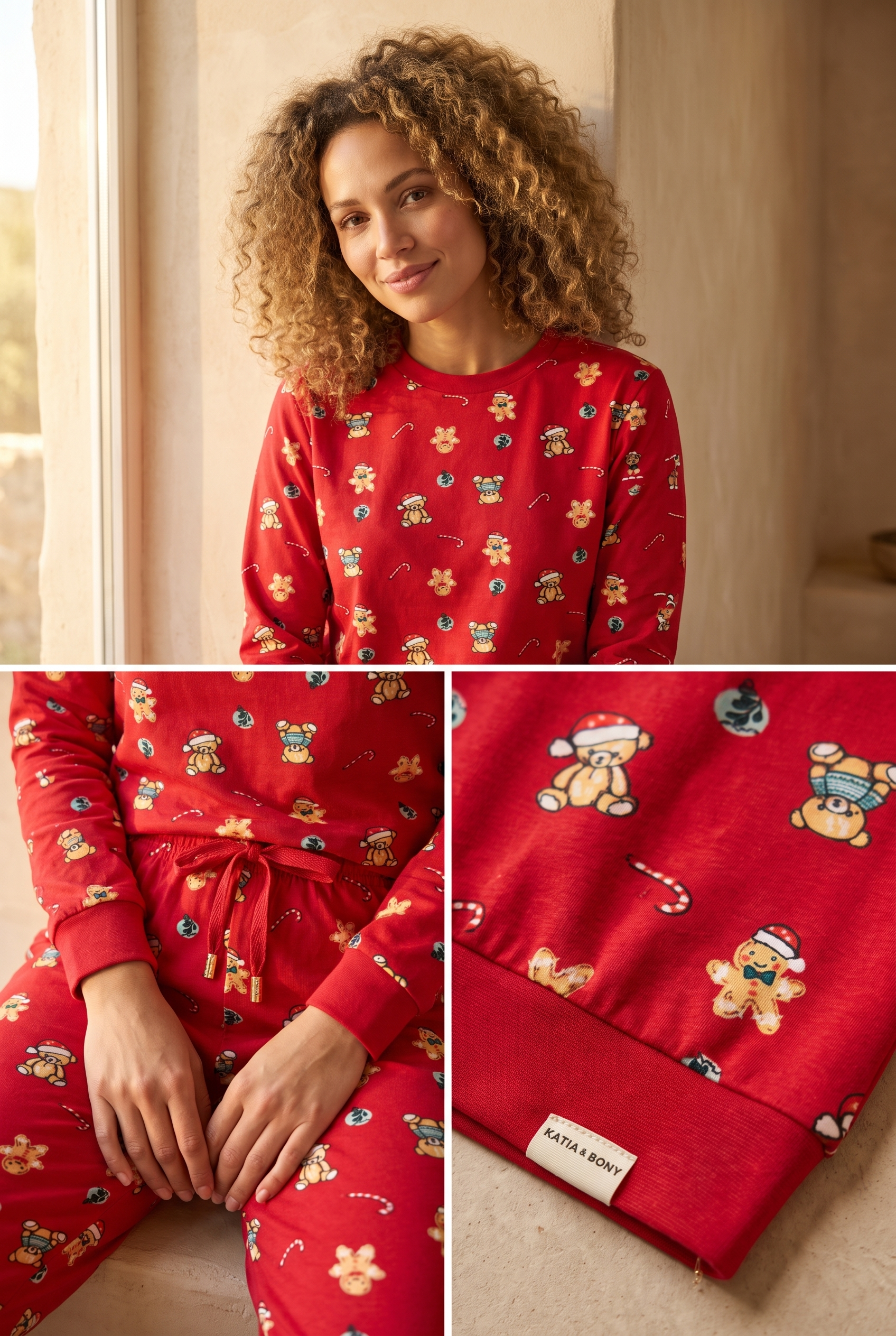 Kadın Dear Santa Ginger Breadman Pijama Takımı Kırmızı