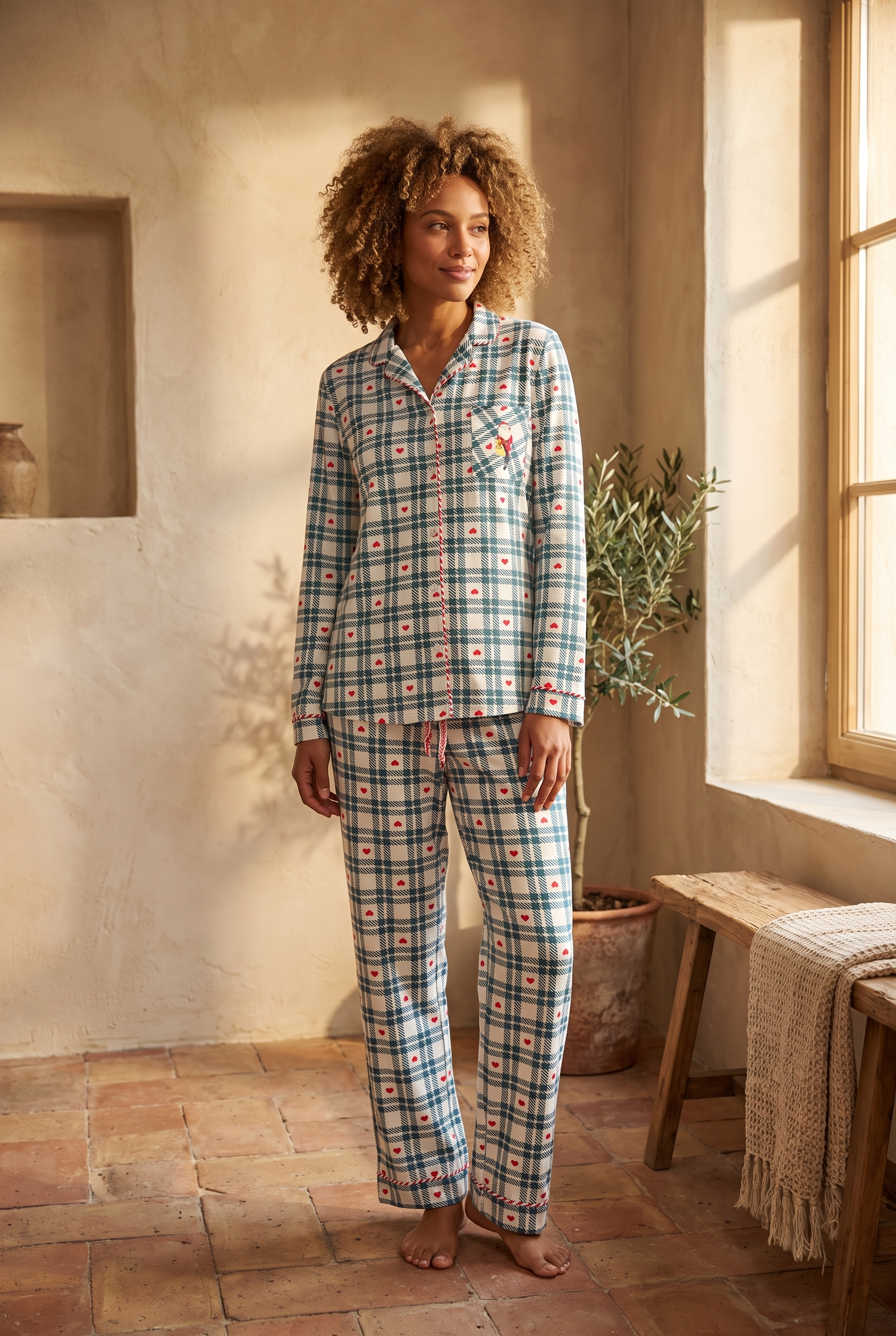 Kadın Dear Santa Pijama Takımı Yeşil