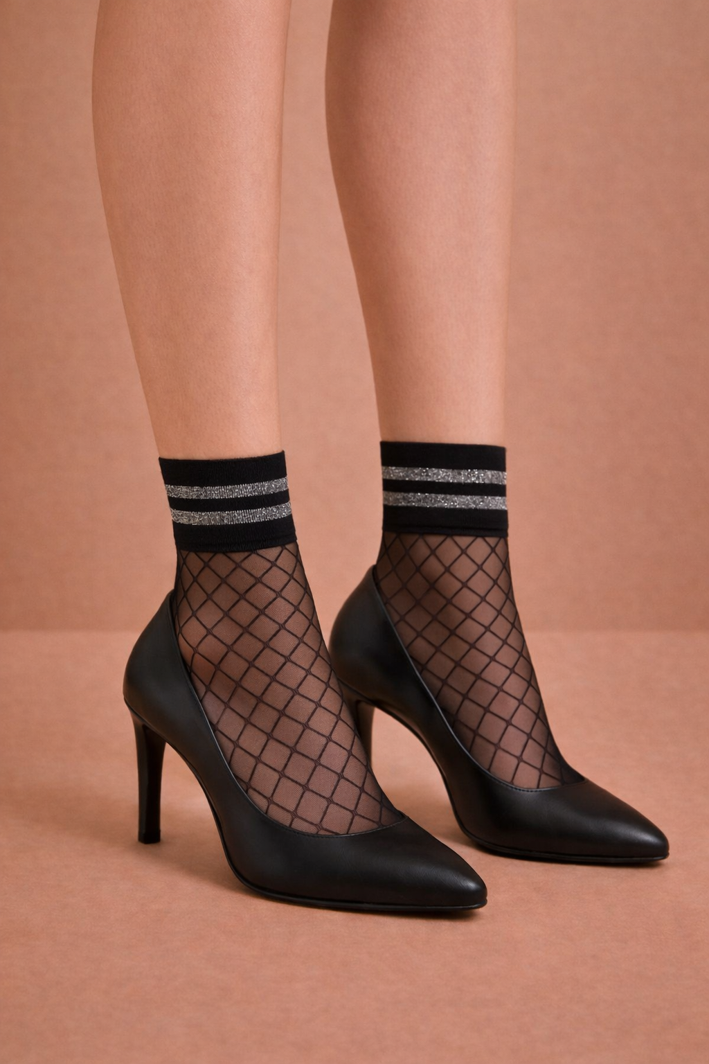 Kadın File İnce Soket Çorap Siyah