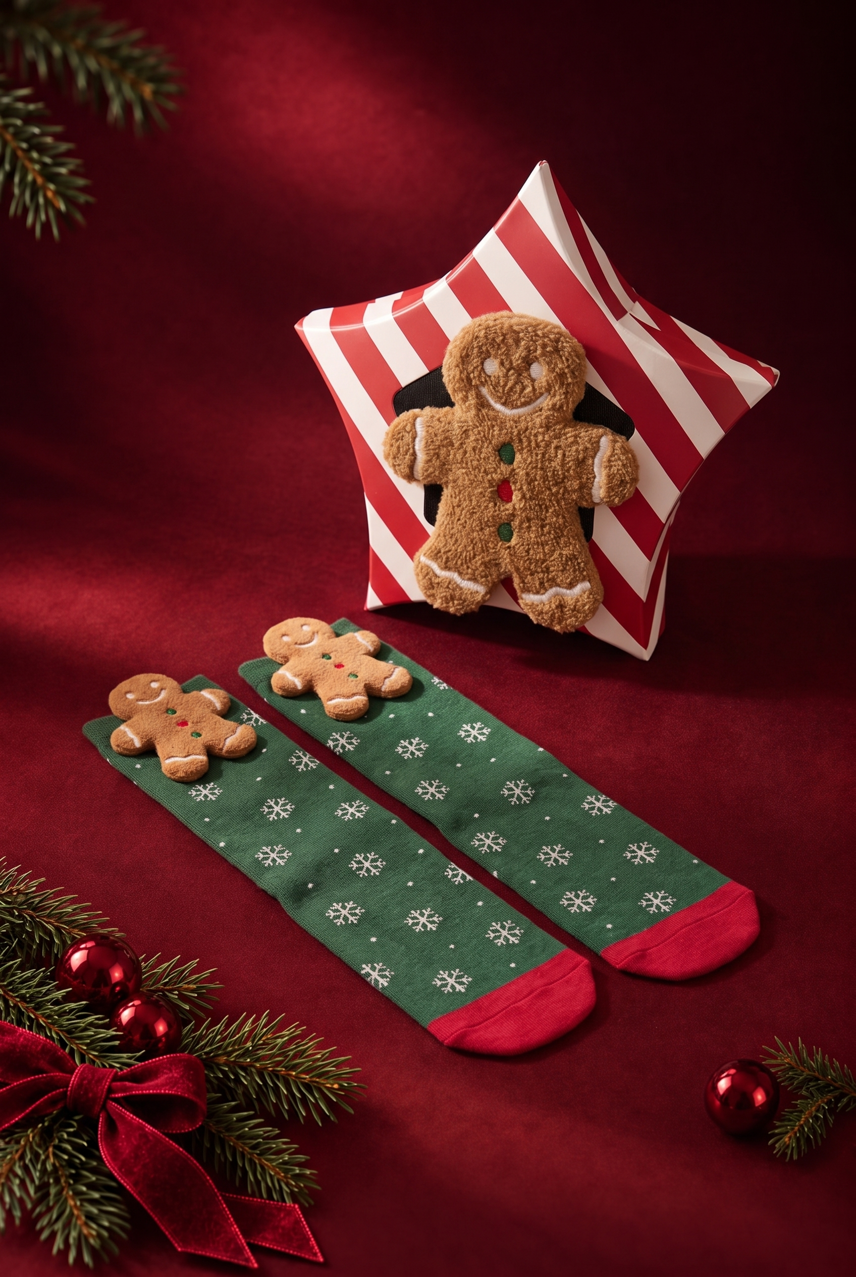 Kadın Ginger Breadman Kutulu Yılbaşı Soket Çorap 