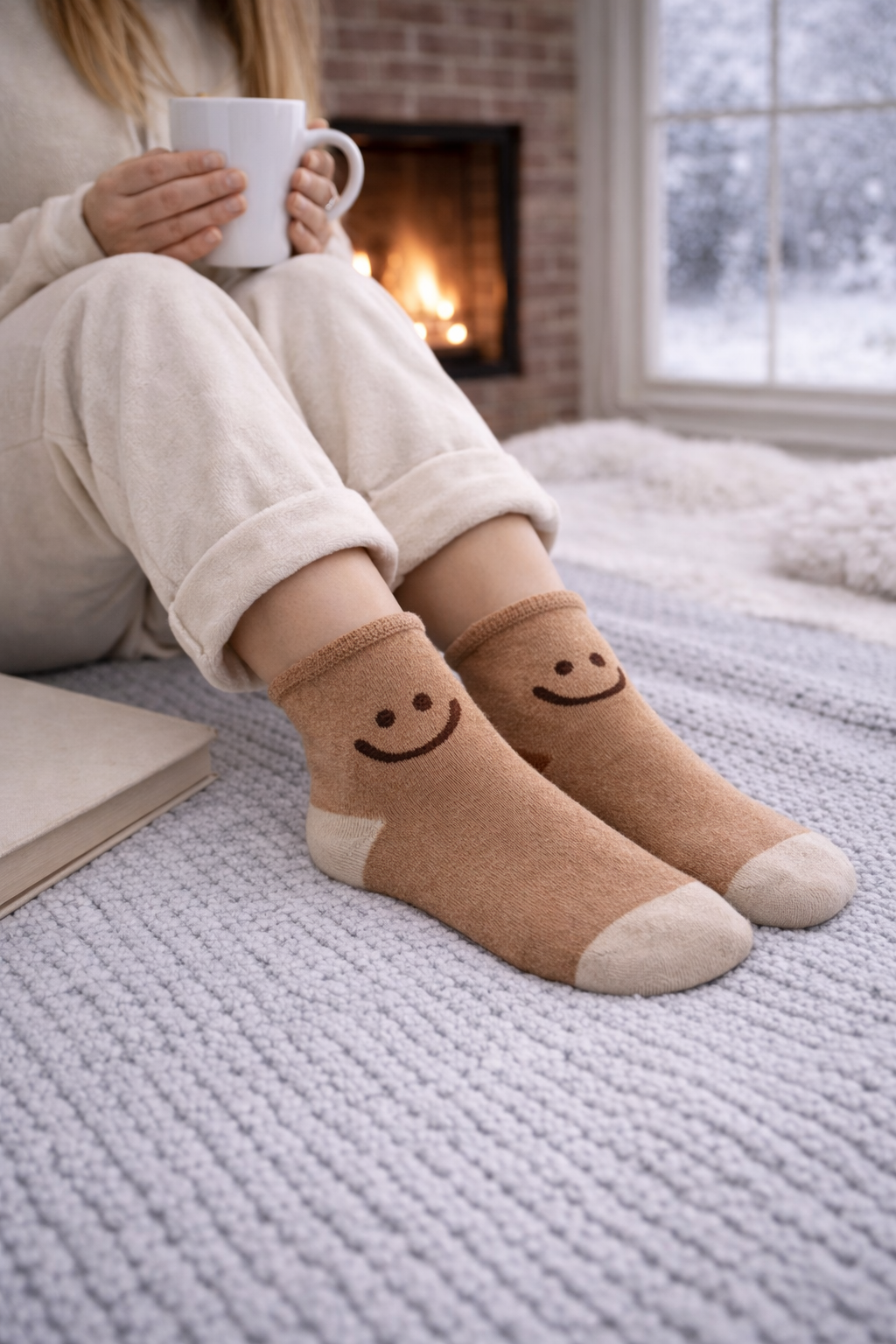 Kadın Gülen Surat Desenli Sürpriz Havlu Soket Çorap Çok Renkli