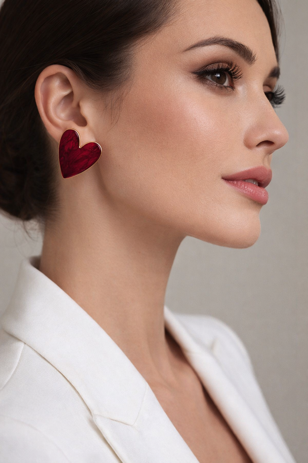 Kadın Kalpli Küpe Kırmızı