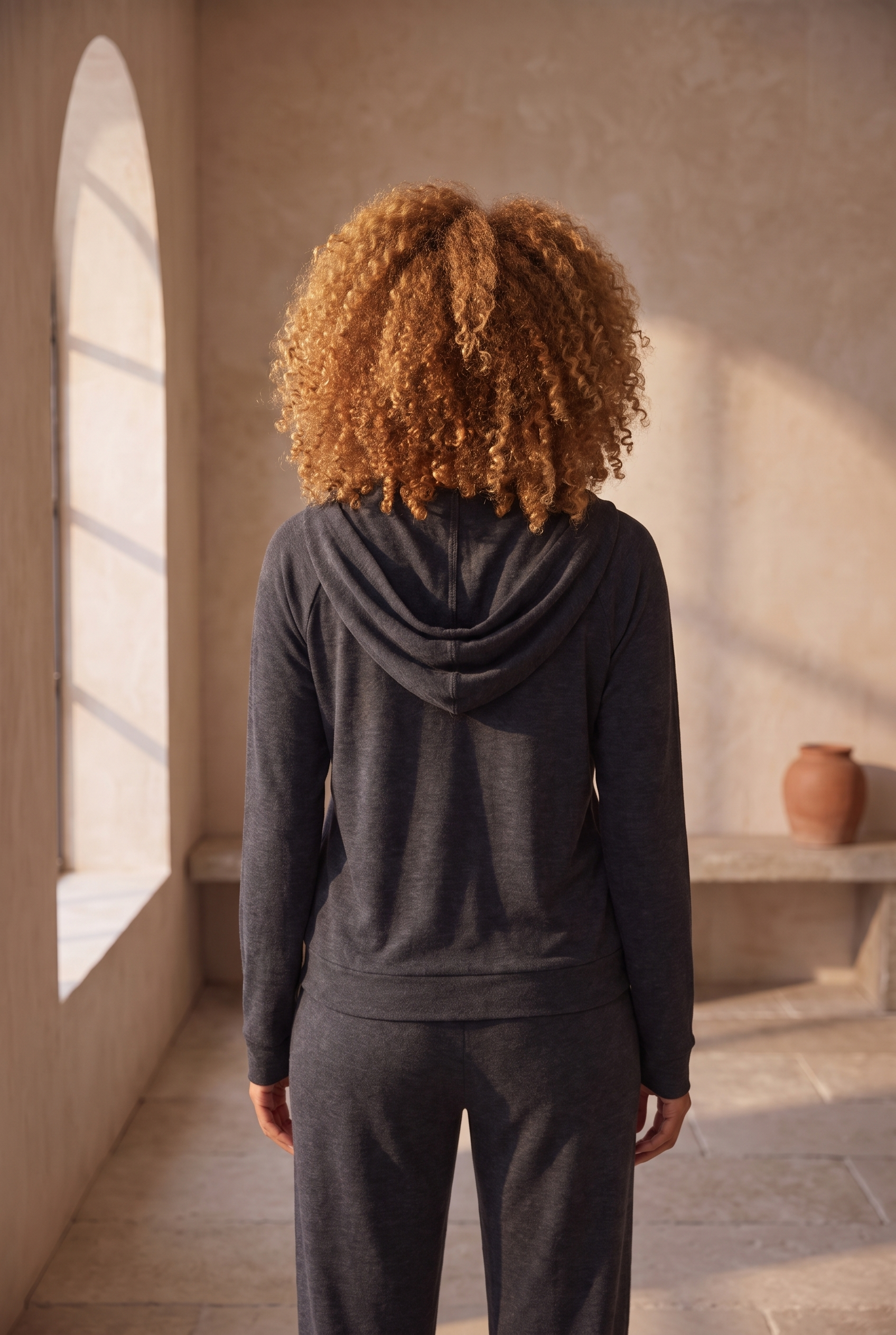 Kadın Kapüşonlu Fermuarlı Basic Sweatshirt Antrasit