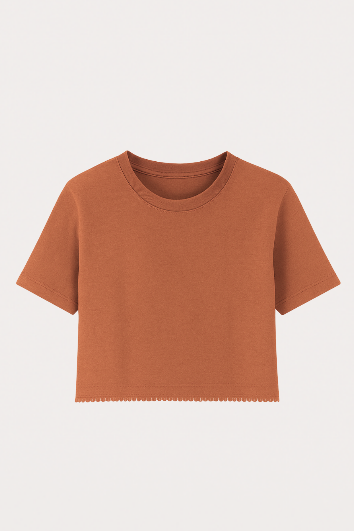 Kadın Kısa Kollu Crop Pijama Üstü Moka