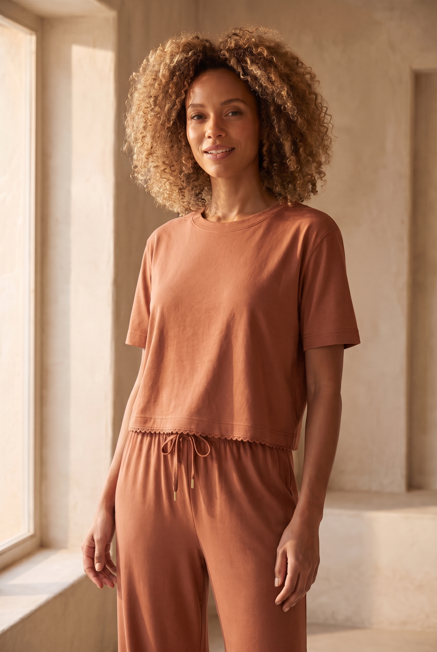 22511W3005 LOUNGEWEAR KADIN CROP MOKA