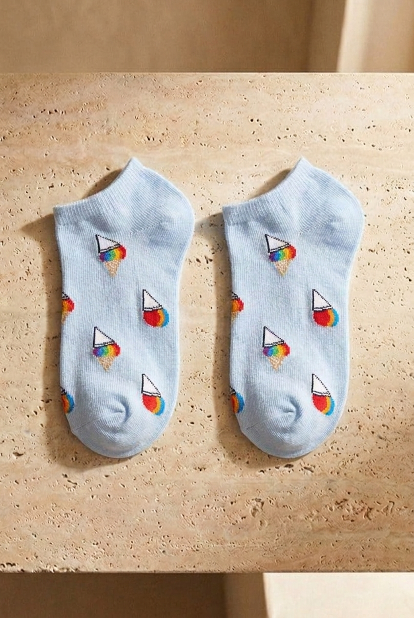 Women's Dog Patterned 7-Piece Booties Socks
