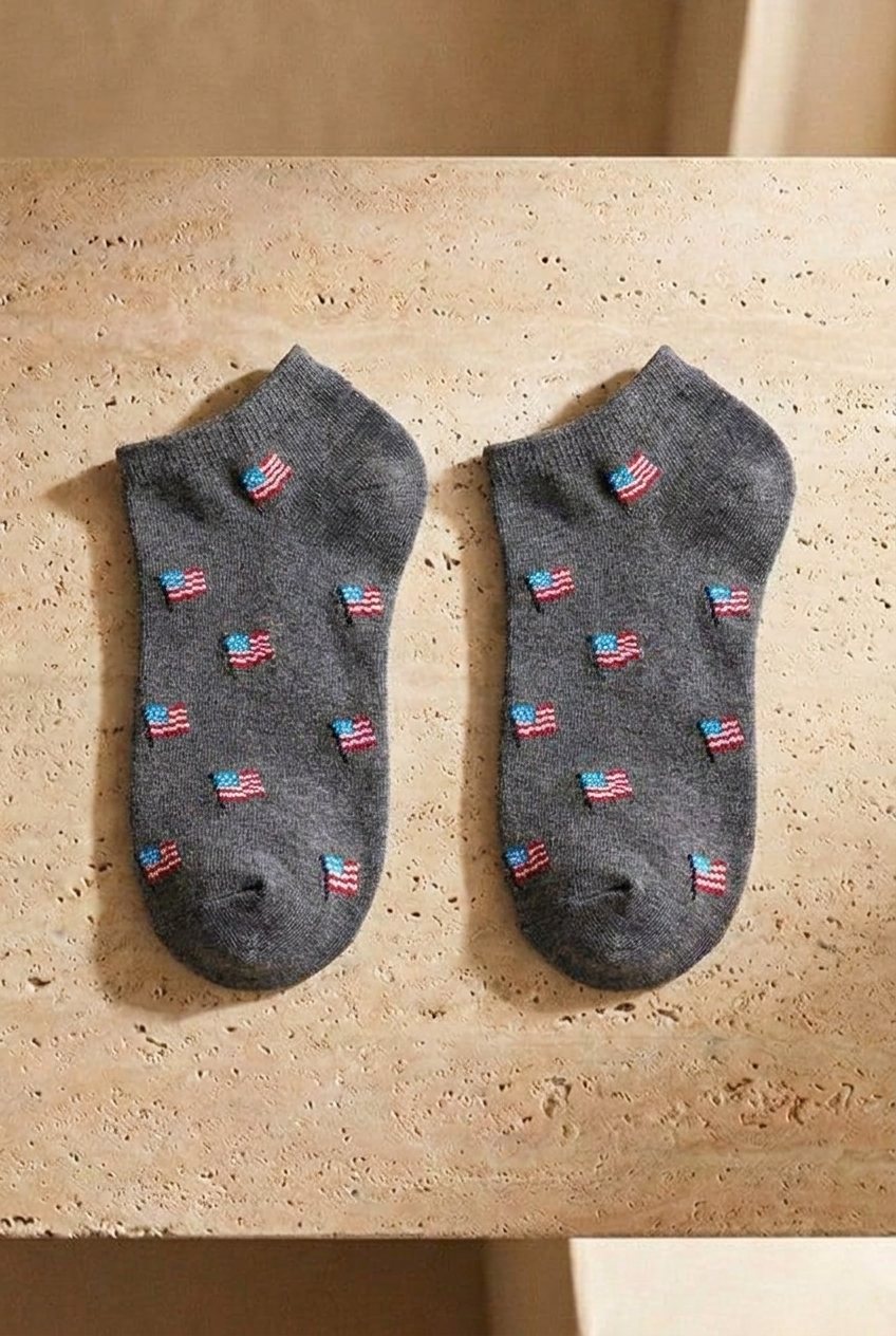 Women's Dog Patterned 7-Piece Booties Socks