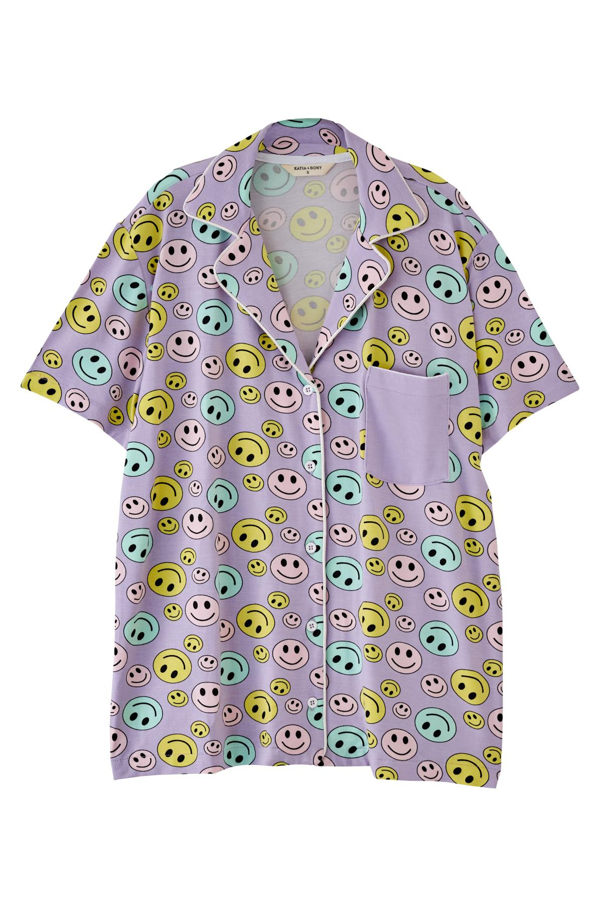 Kadın Lila Renkli Gömlekli Şortlu Pijama Takımı
