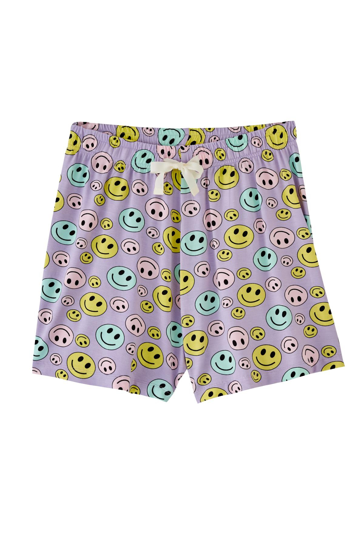 Kadın Lila Renkli Gömlekli Şortlu Pijama Takımı