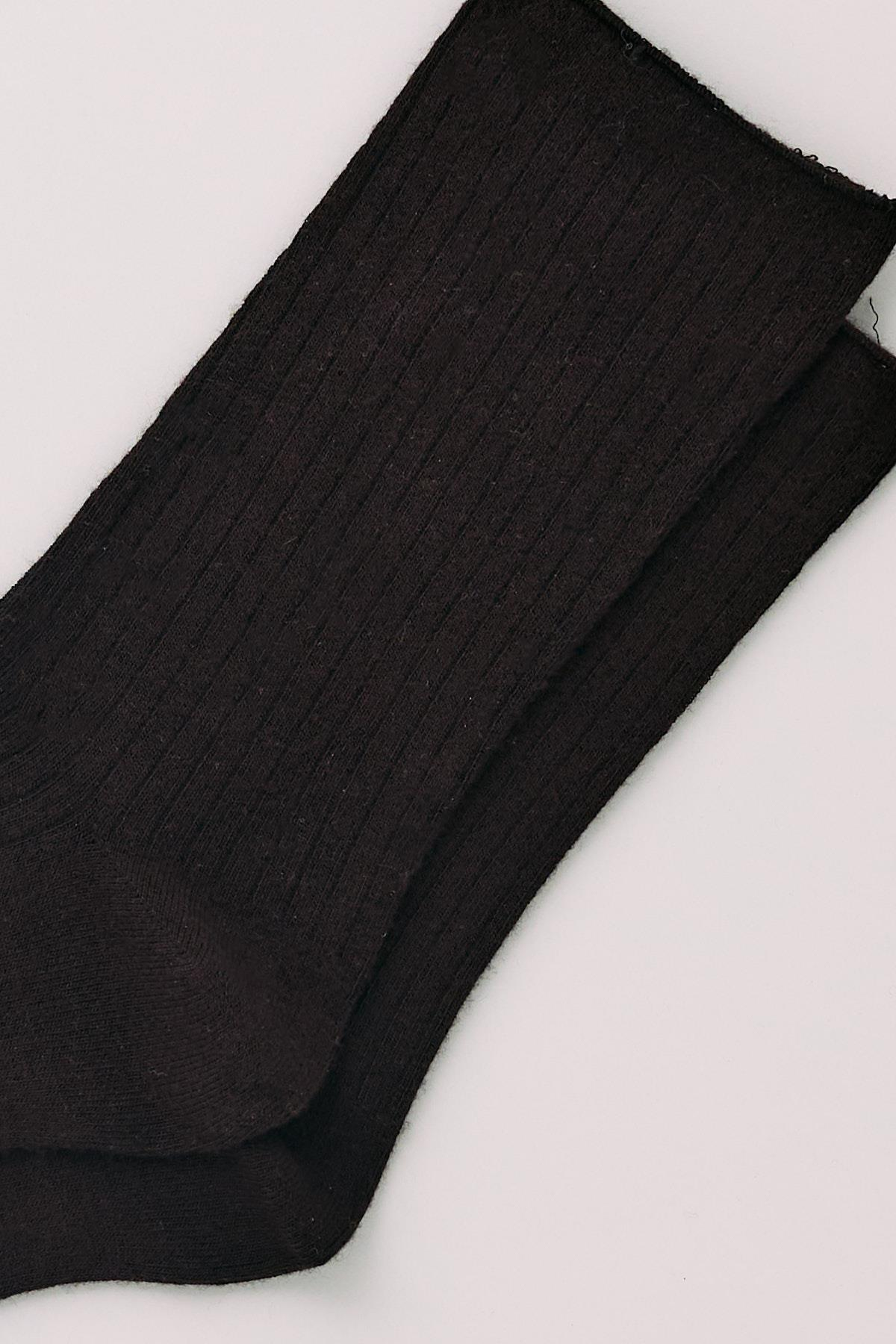 12401G2084 LYOCELL UNISEX SOKET ÇORAP DARK BROWN