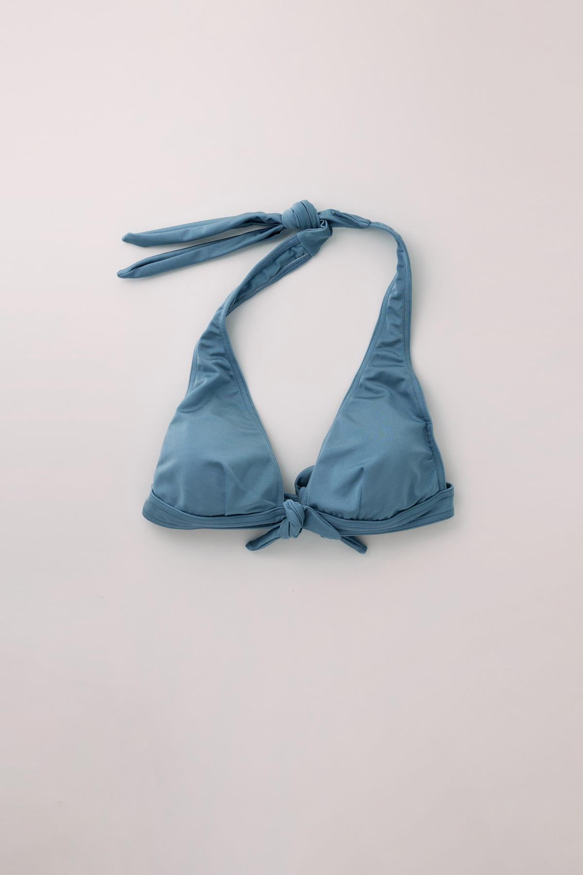 Kadın Mavi Renkli Bağlamalı Bikini Üst