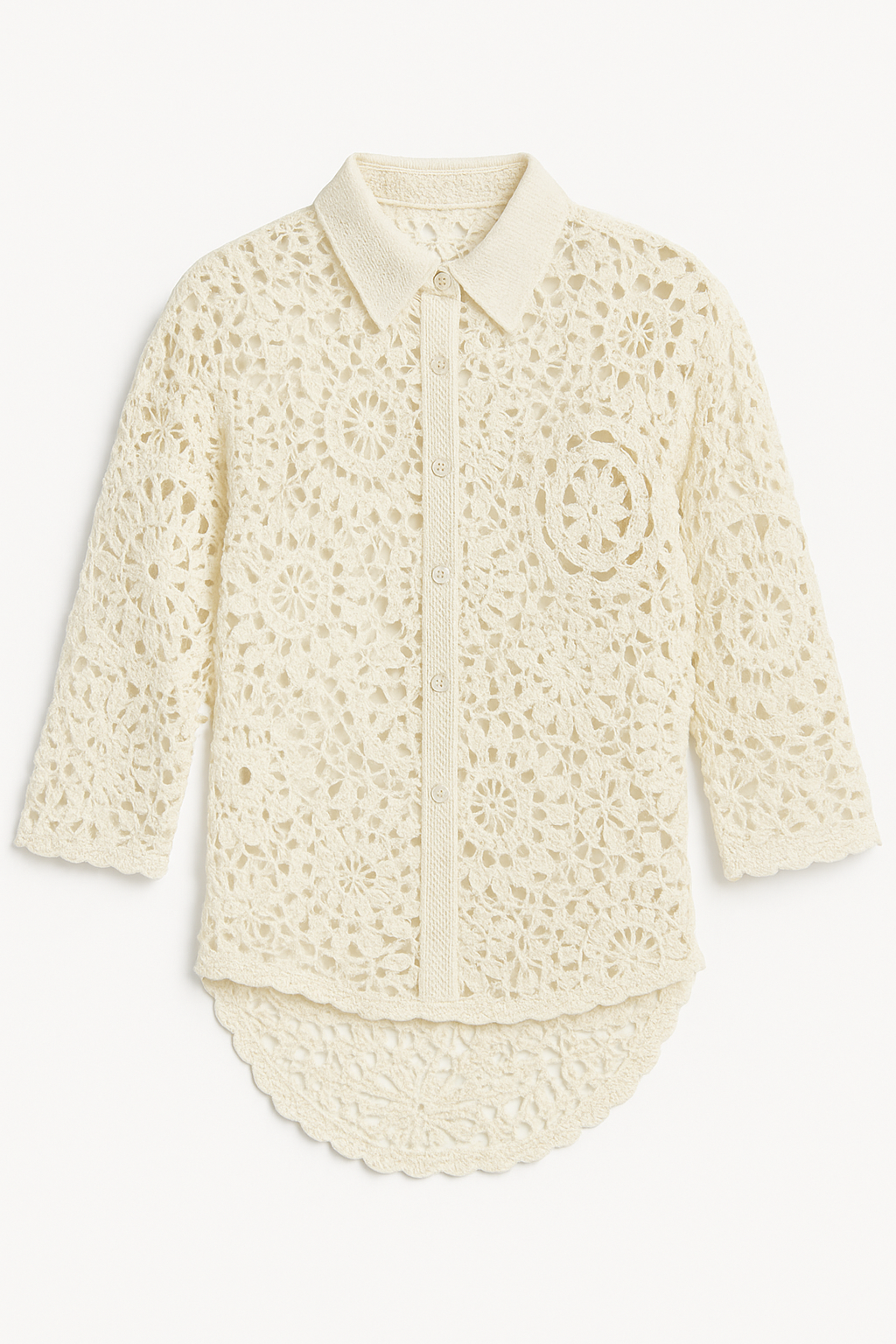 Kadın Örgü Düğmeli Tunik Ekru