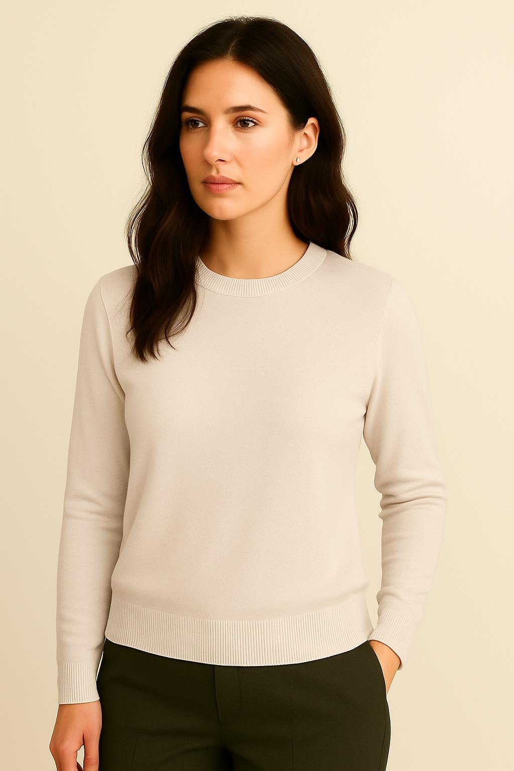 Kadın Premium Bisiklet Yaka Yumuşak Dokulu Triko Kazak Bej