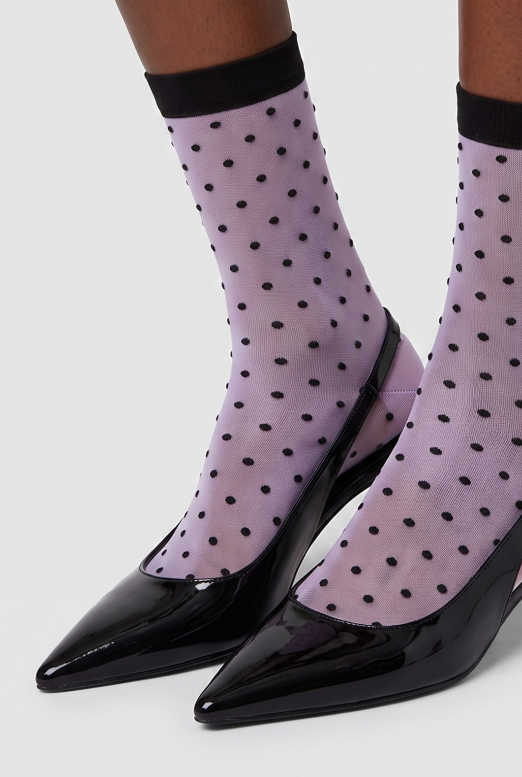 Women's Polka Dot Thin Socks Black White
