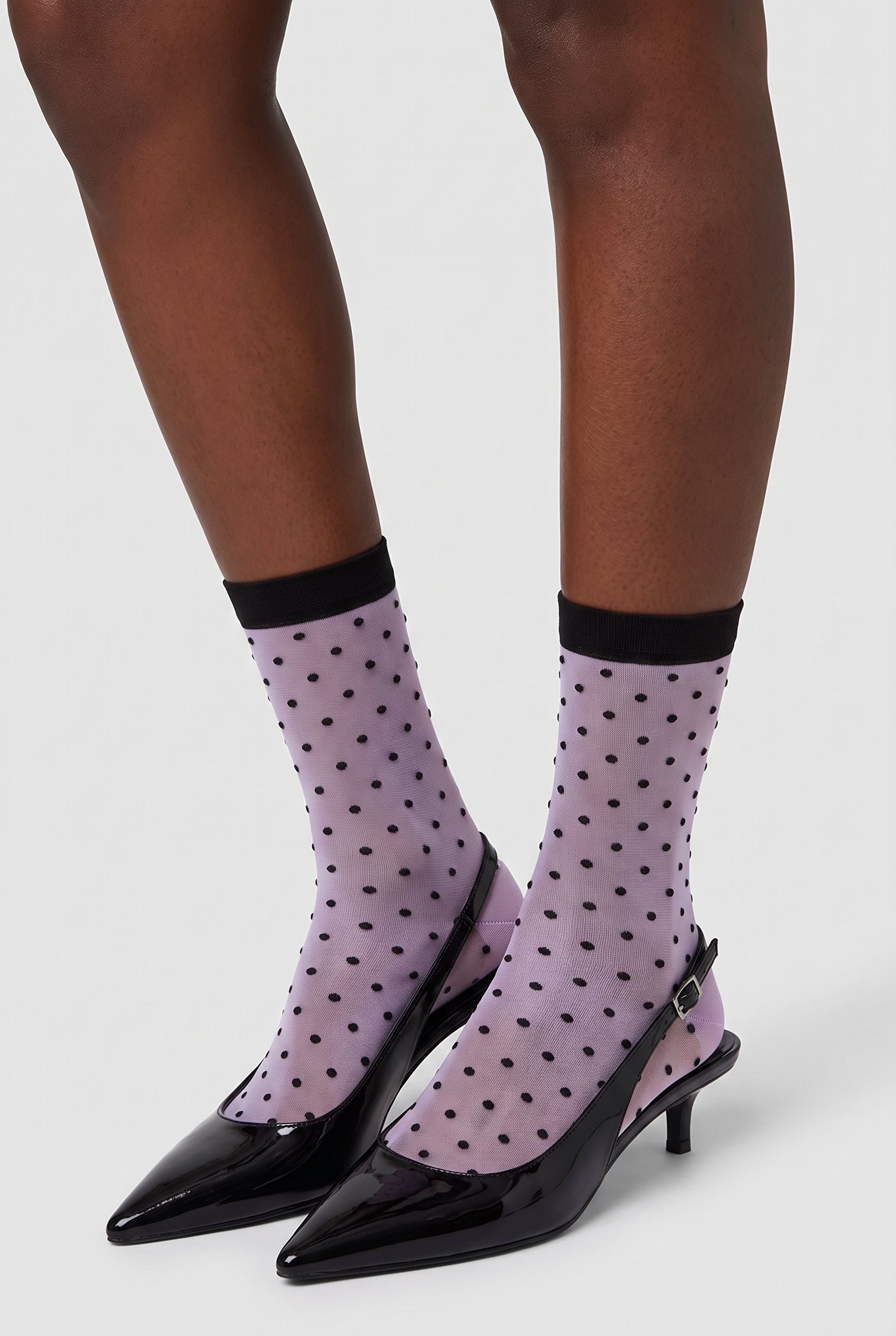 Women's Polka Dot Thin Socks Black White