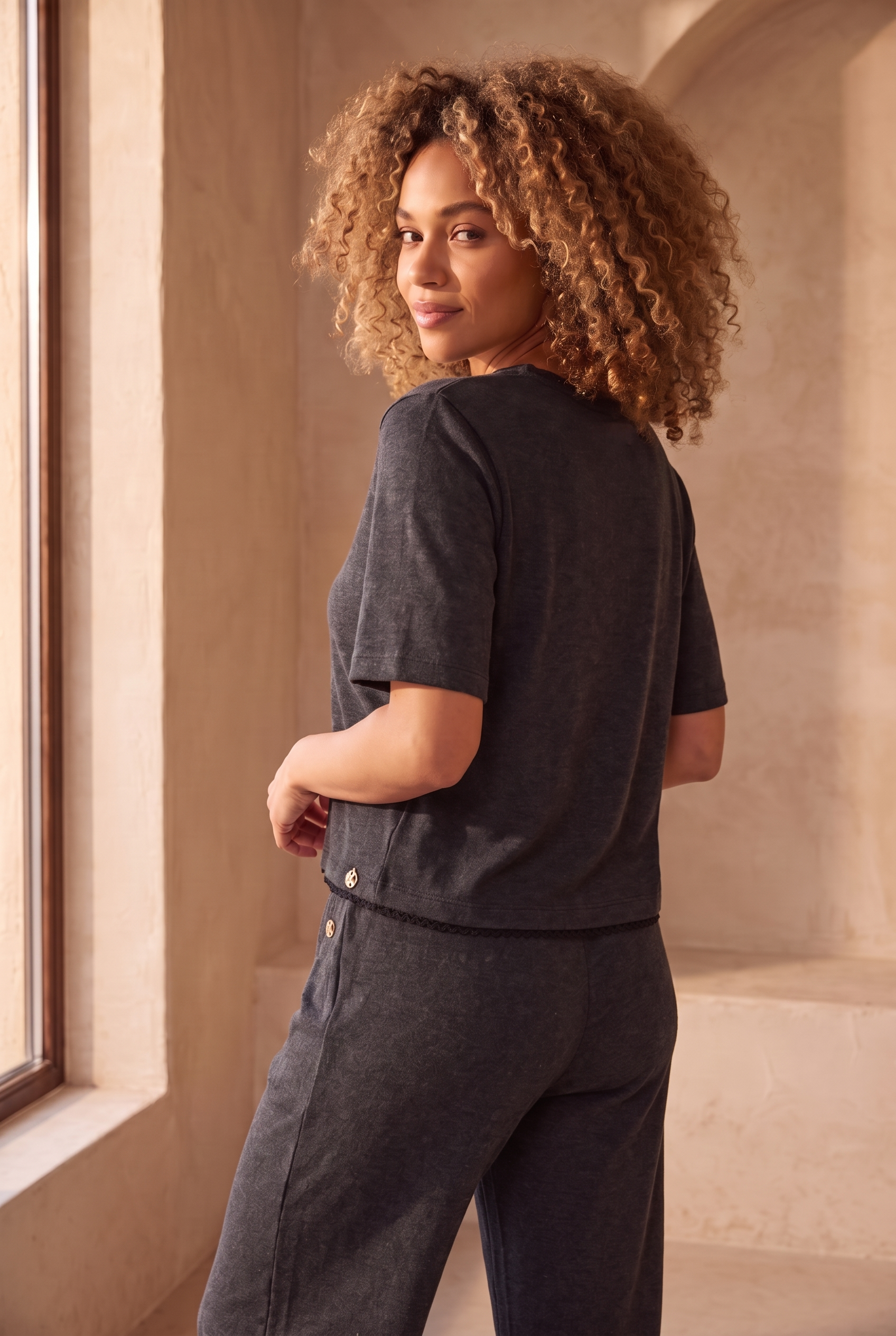22611W3003 LOUNGEWEAR KADIN CROP ANTRASİT