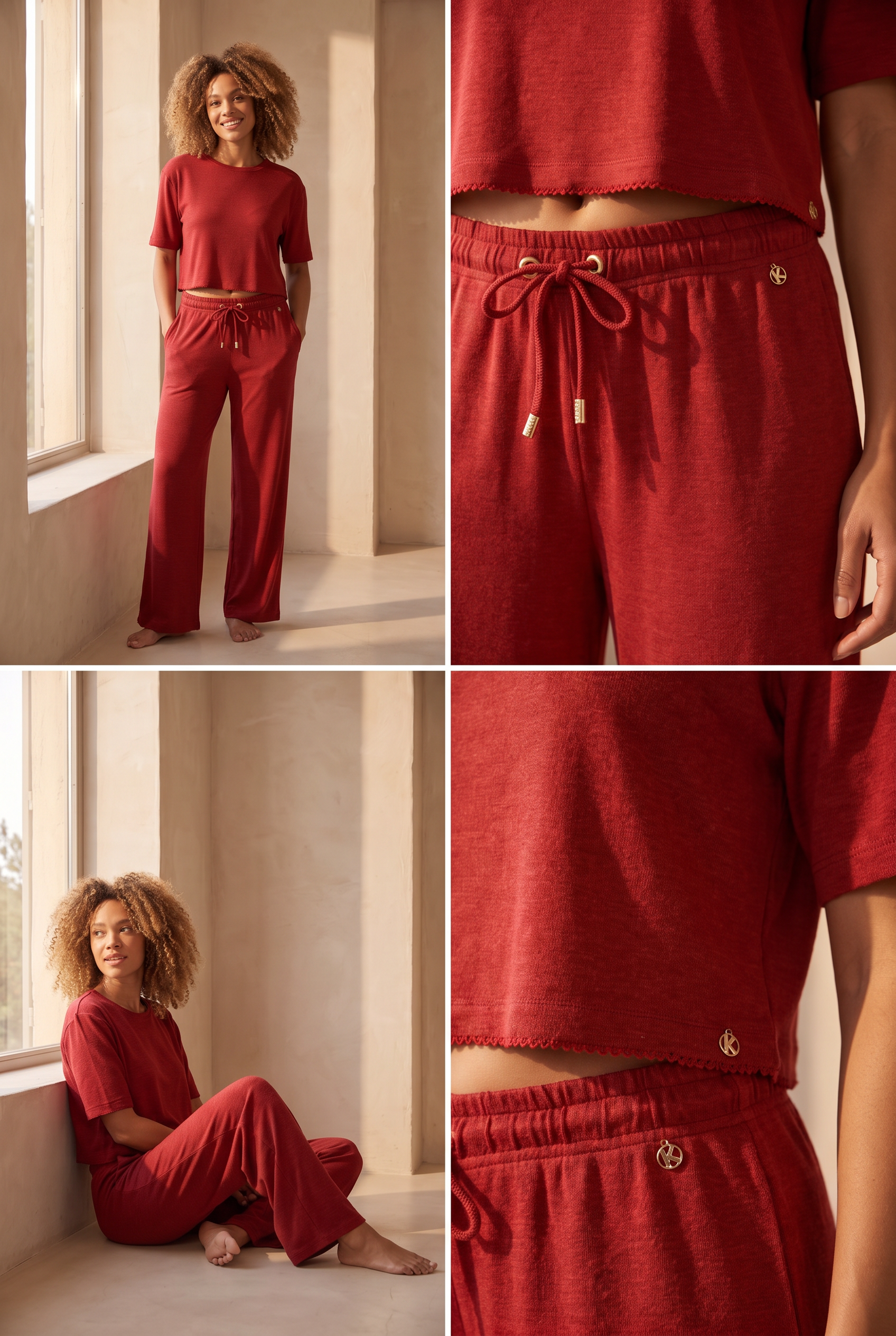 22611W3003 LOUNGEWEAR KADIN CROP Bordo