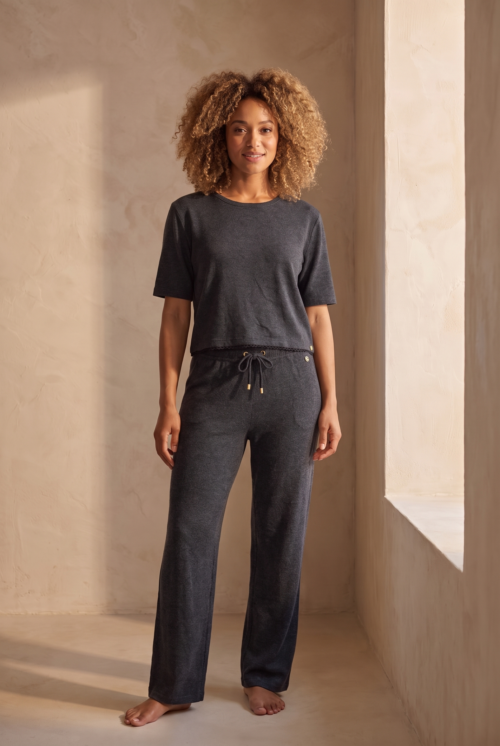 22611W3004 LOUNGEWEAR KADIN BOL PAÇA PANTOLON ANTRASİT